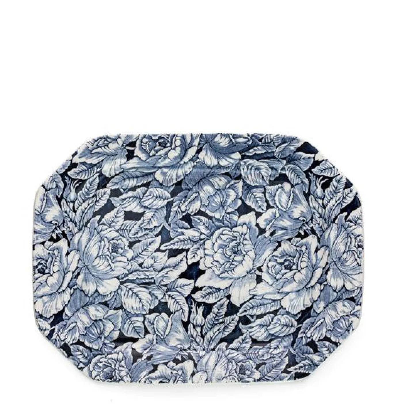 Ink Blue Hibiscus Rectangular Platter