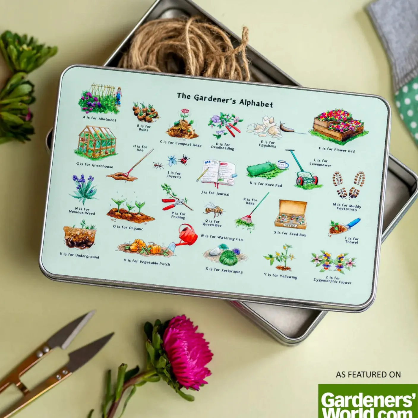 The Gardener's Alphabet Storage Tin