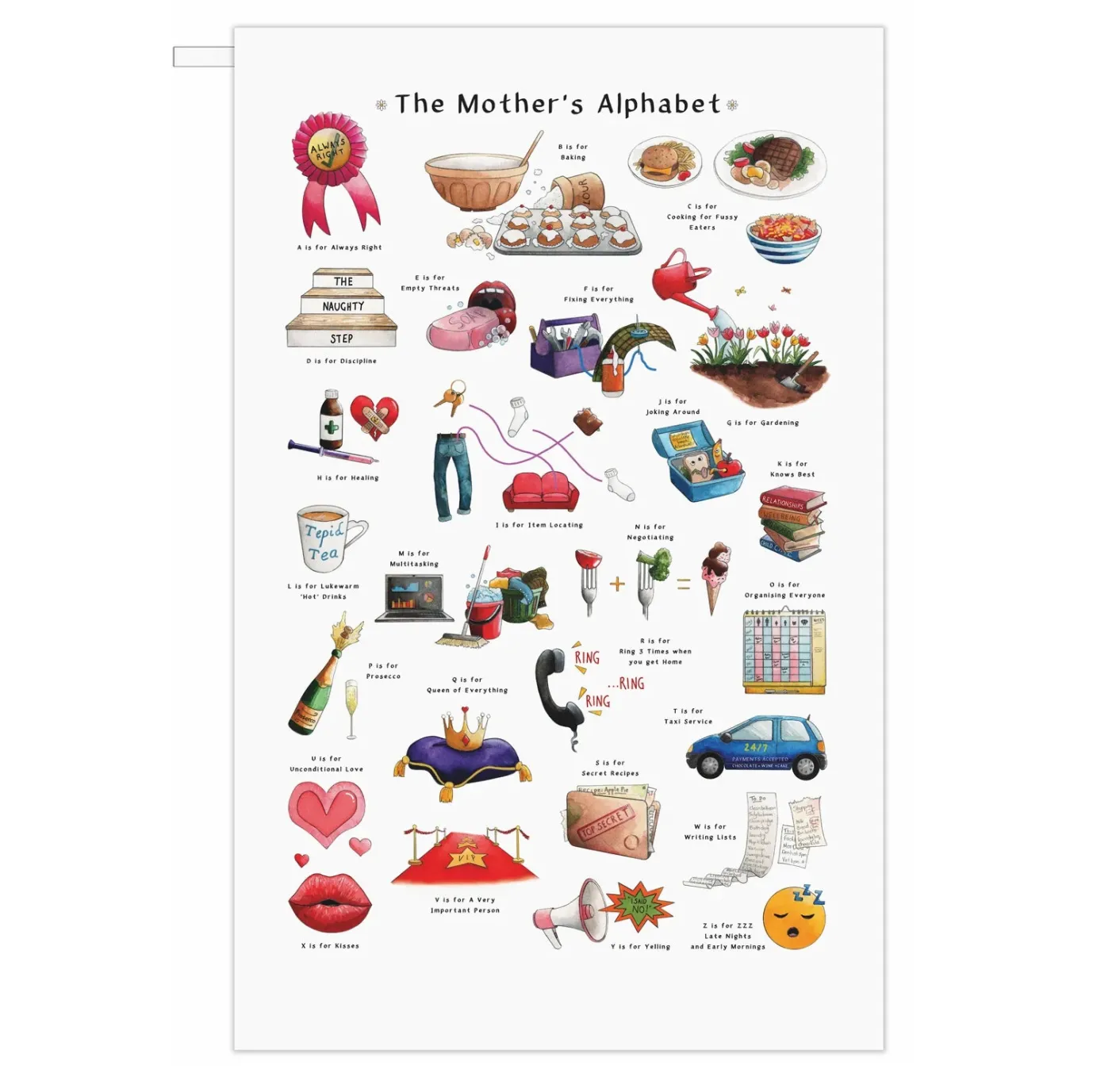 Mother's Alphabet Tea Towel