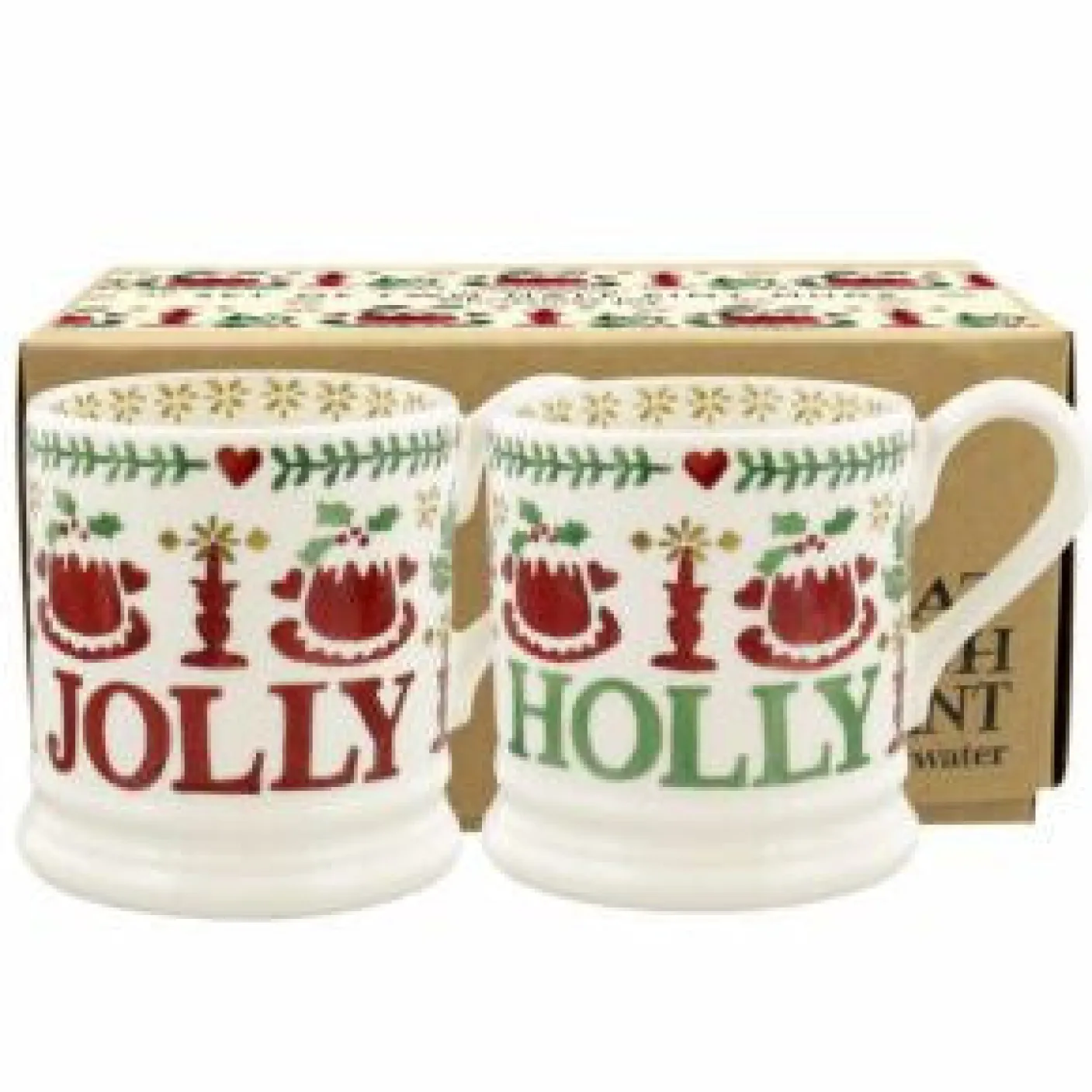 Christmas Joy 'Holly Jolly' Set of 2 Half Pint Mugs