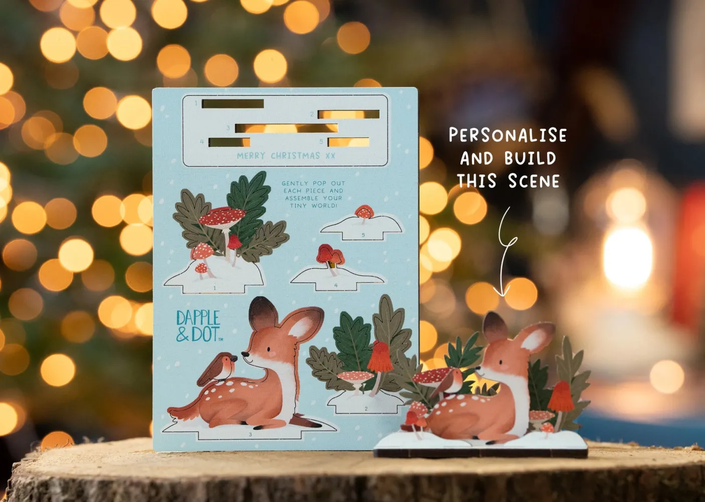 Christmas Fawn & Robin Pop Out Card