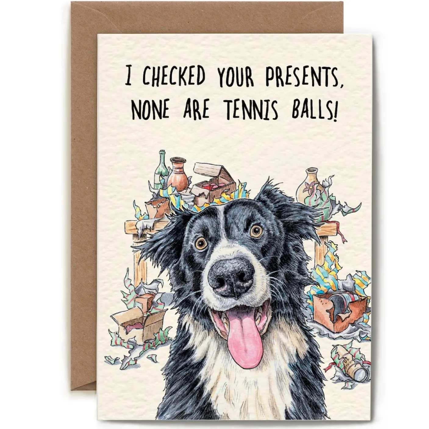 Tennis Balls Dog Greetings Card