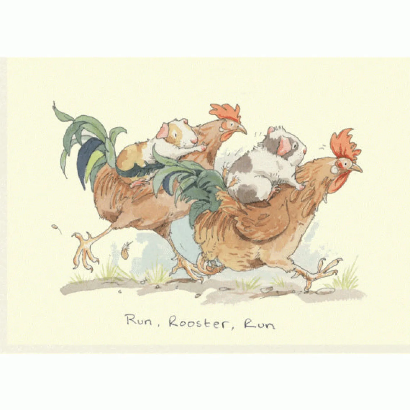 Run, Rooster, Run Greetings Card