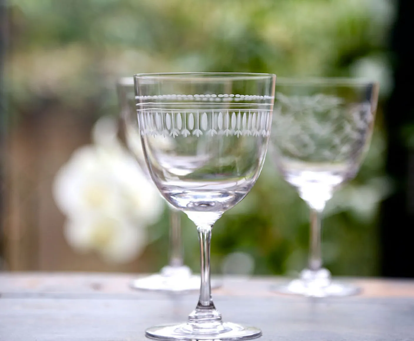 Wine Glass with Ovals Design by The Vintage List
