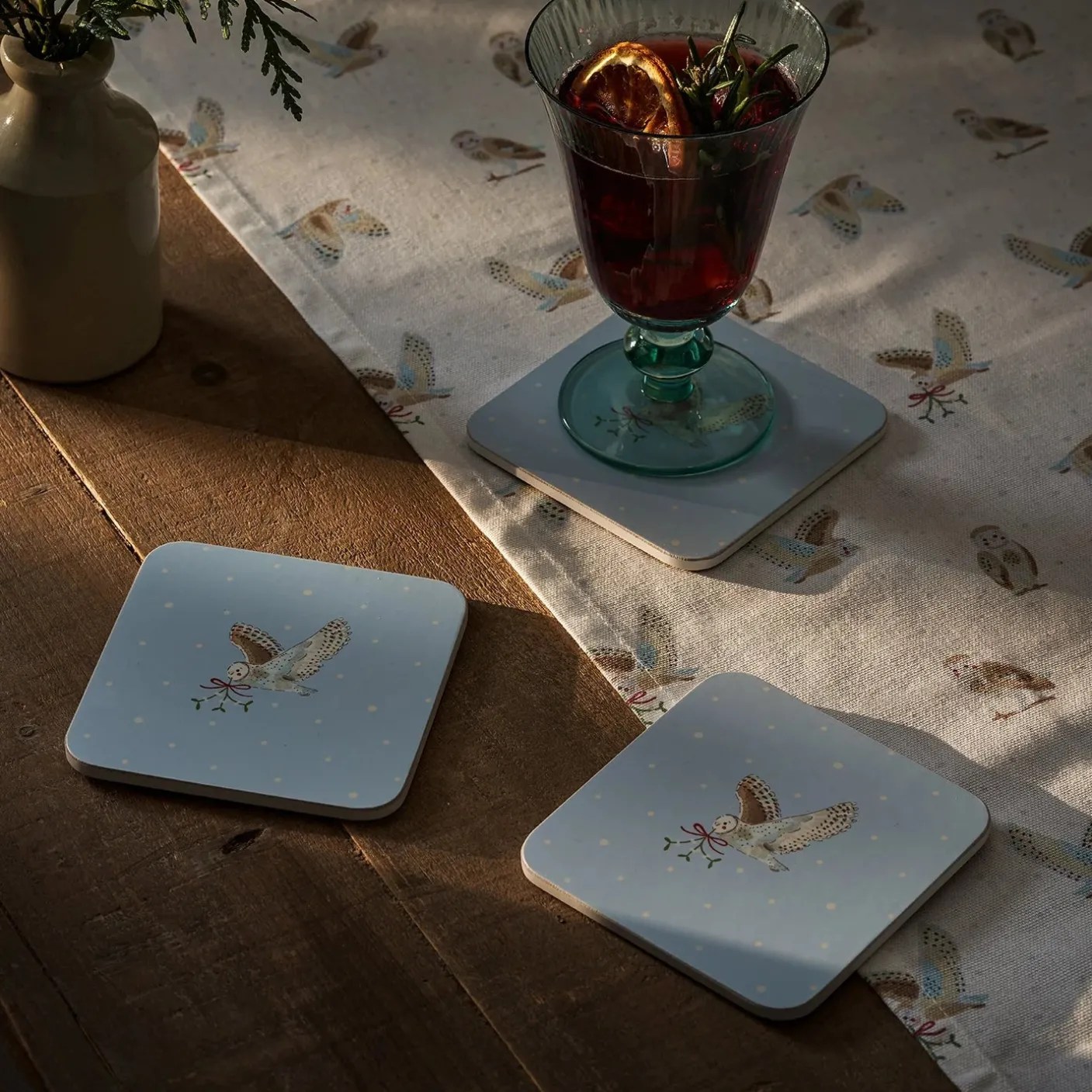 Snowy Owls Coasters- Set of 4