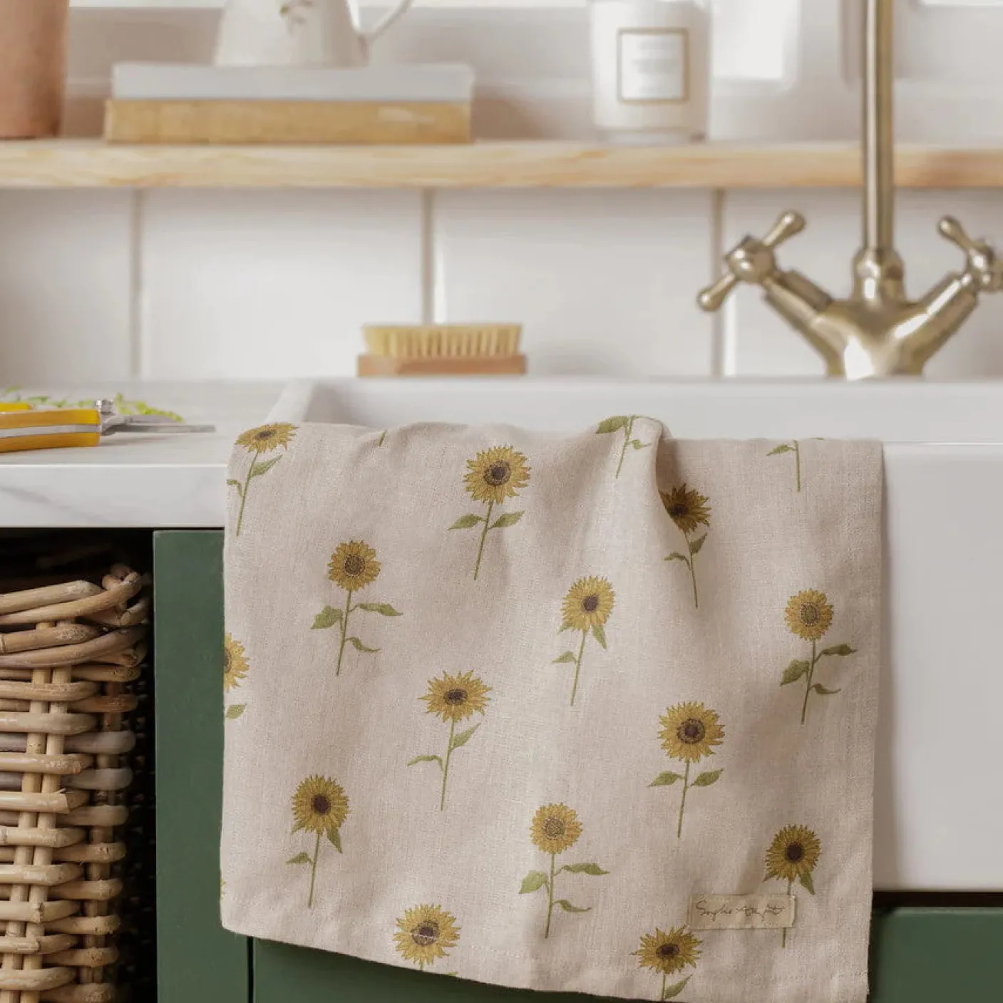 Sunflowers Linen Tea Towel