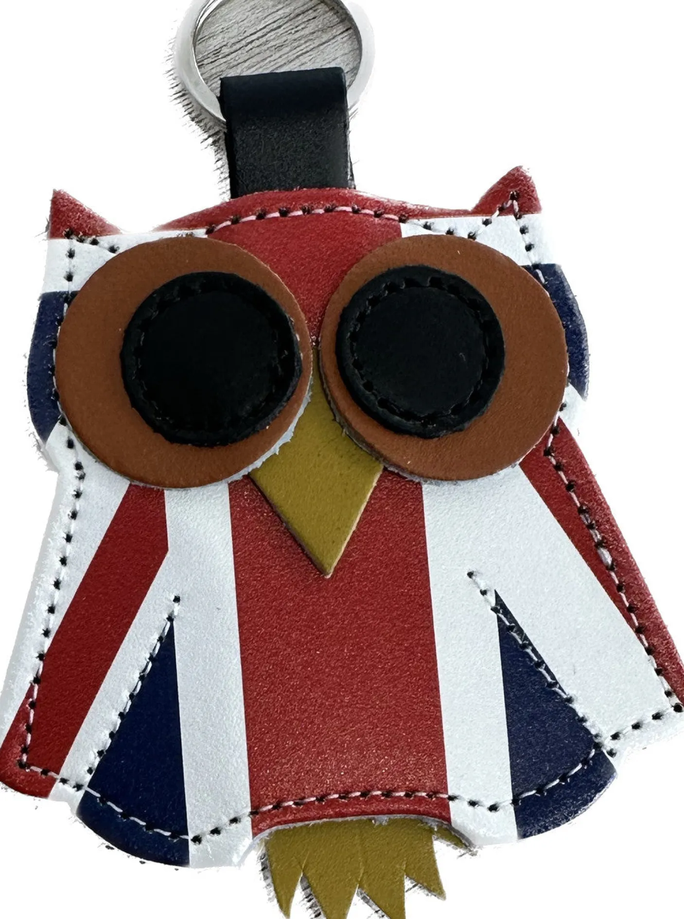 Zatchels Union Jack Owl Leather Keyring