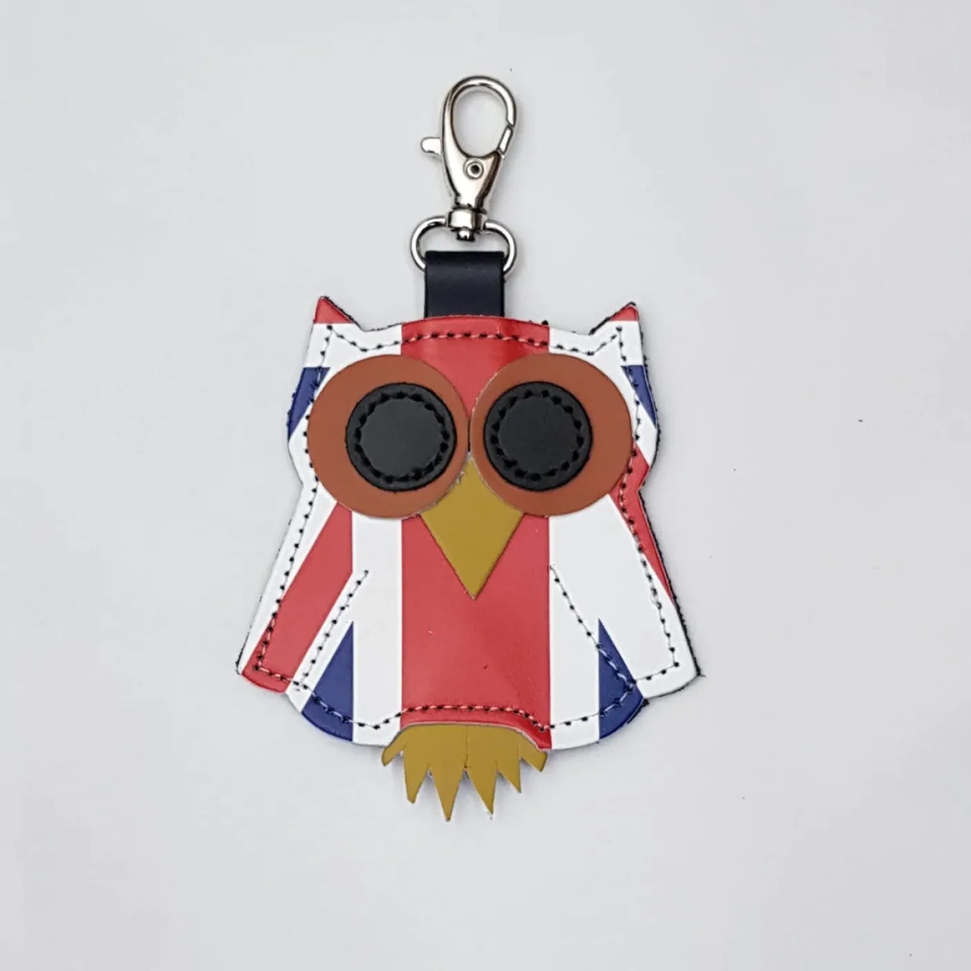 Zatchels Union Jack Owl Leather Keyring