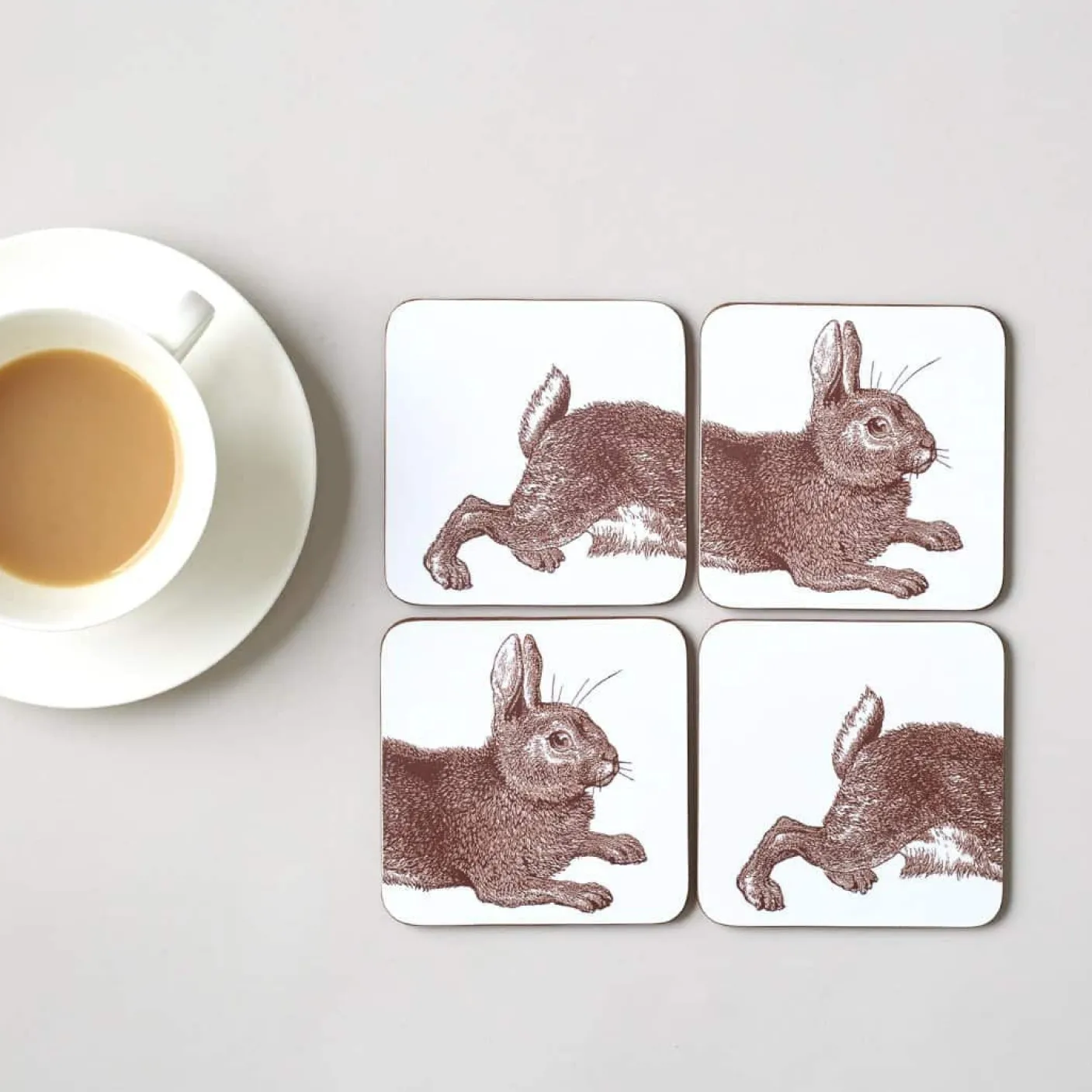 Rabbit & Cabbage Set of 4 Coasters