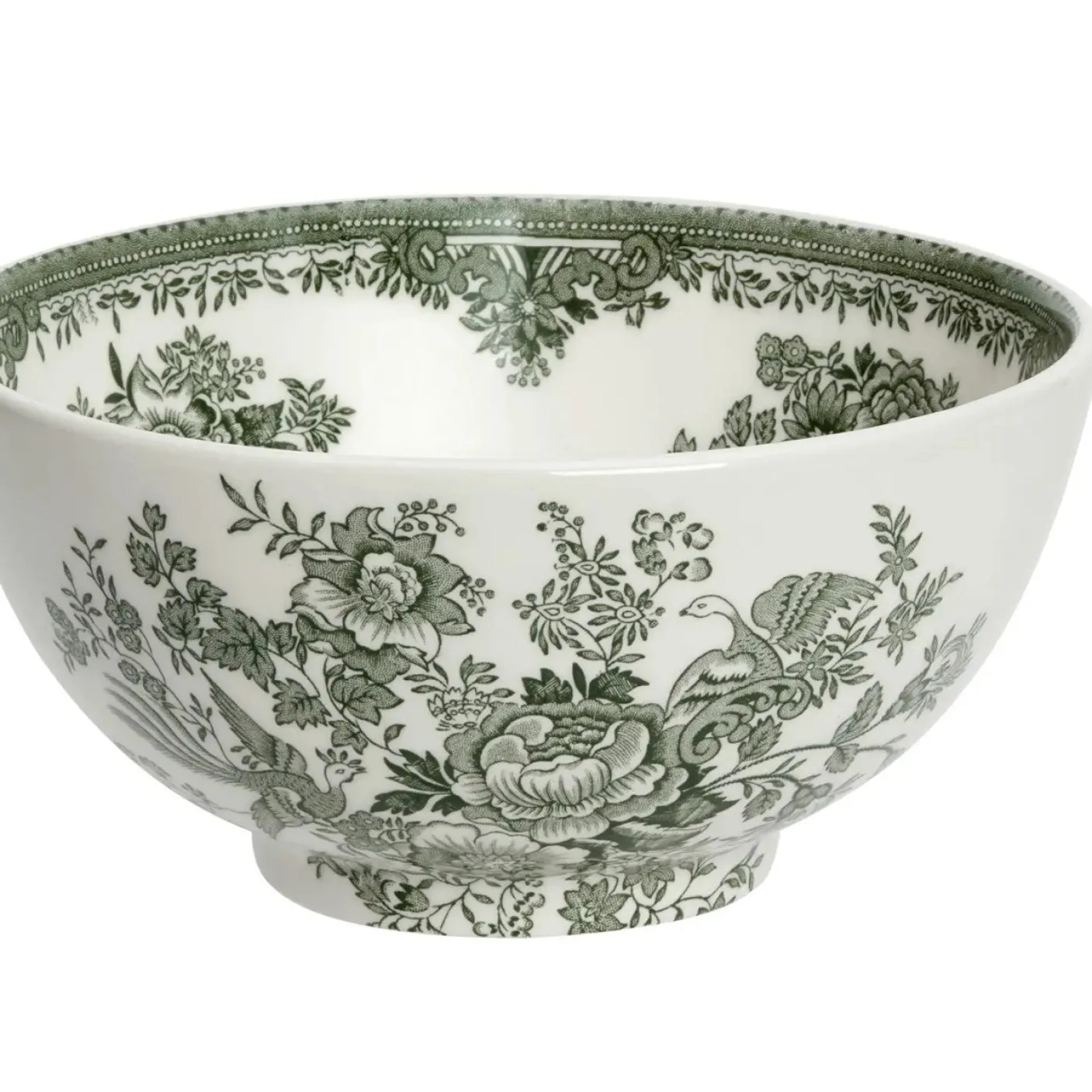 Dark Green Asiatic Pheasants Medium Footed Bowl