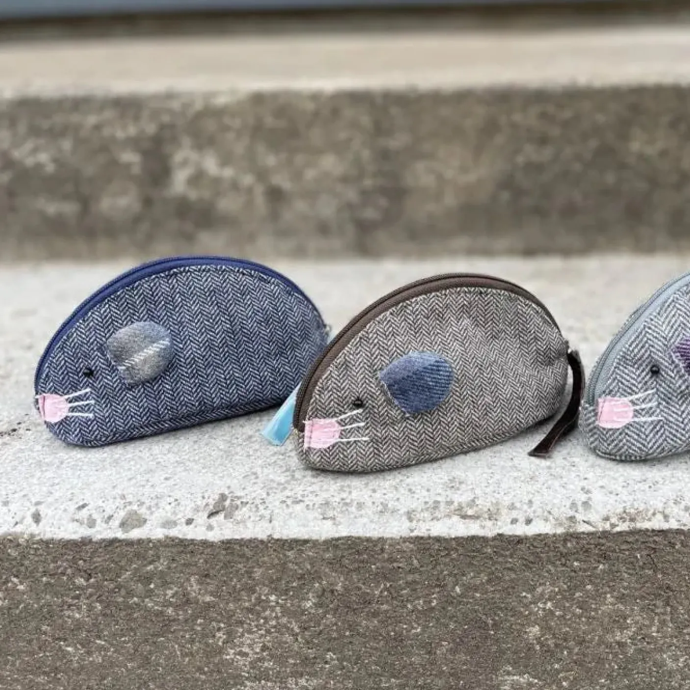 Navy Herringbone Juniper Mouse Purse