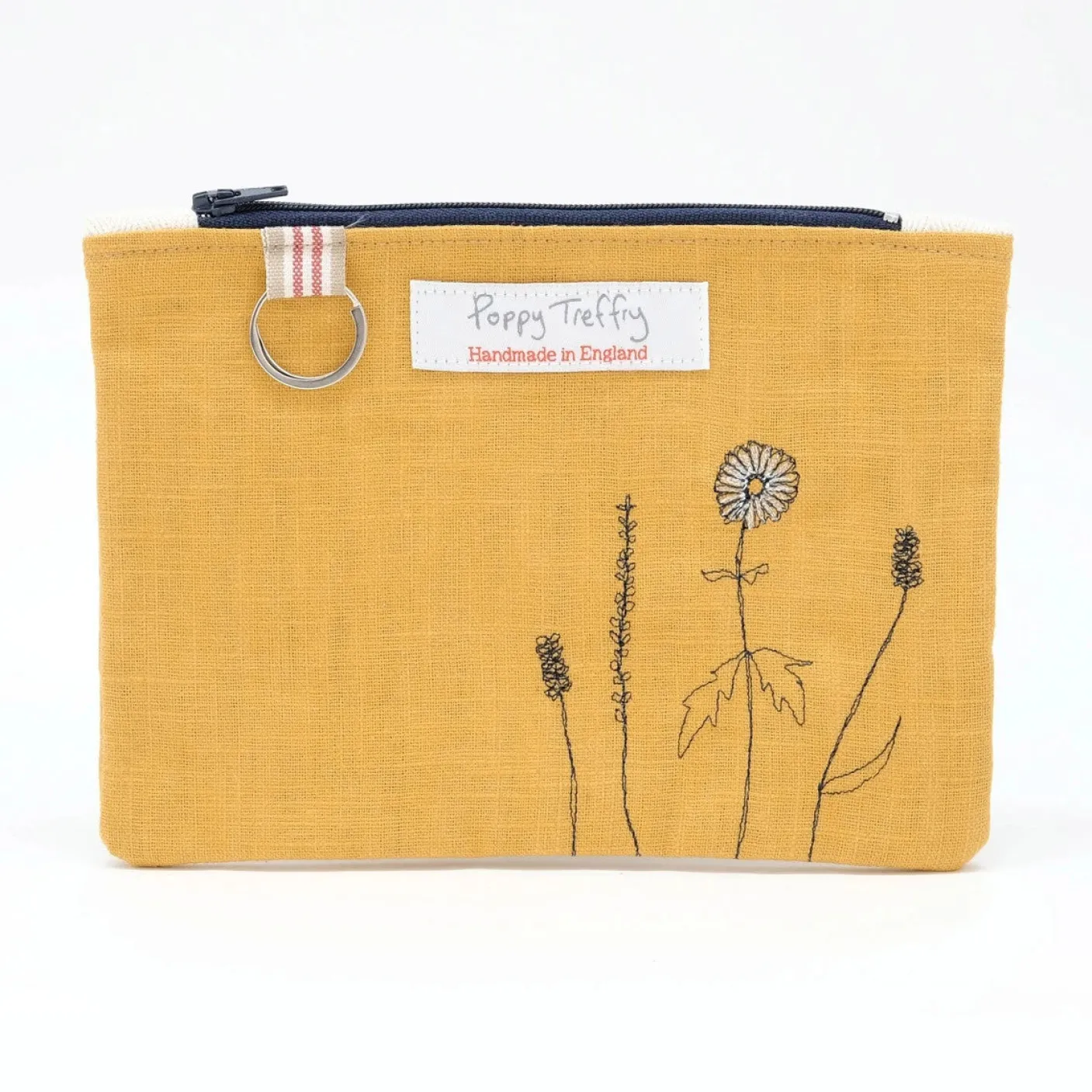 Wild Grasses Flat Embroidered Zip Purse with Keyring