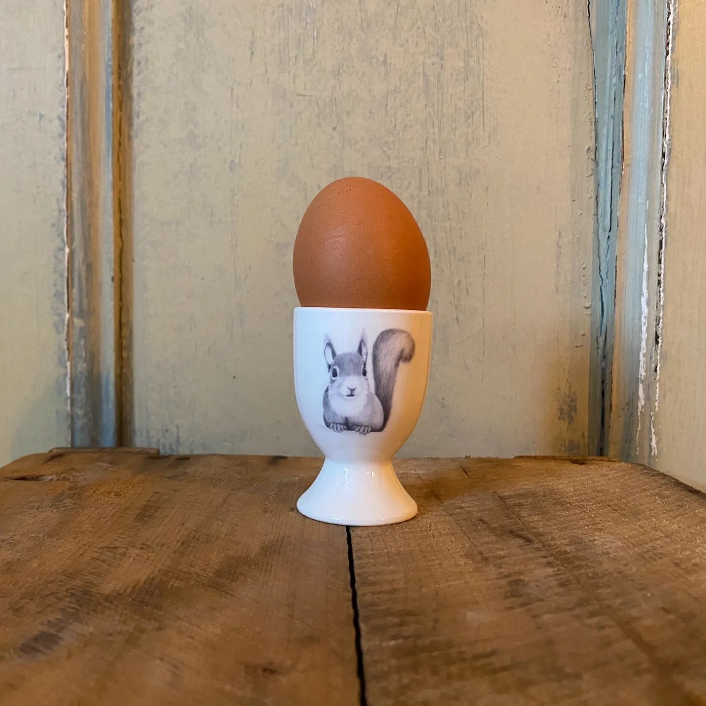 Peekaboo Squirrel Bone China Egg Cup