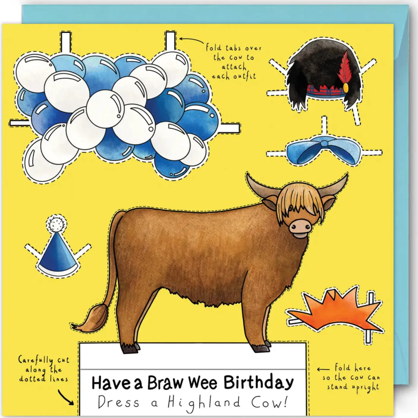Dress a Highland Cow Birthday Card