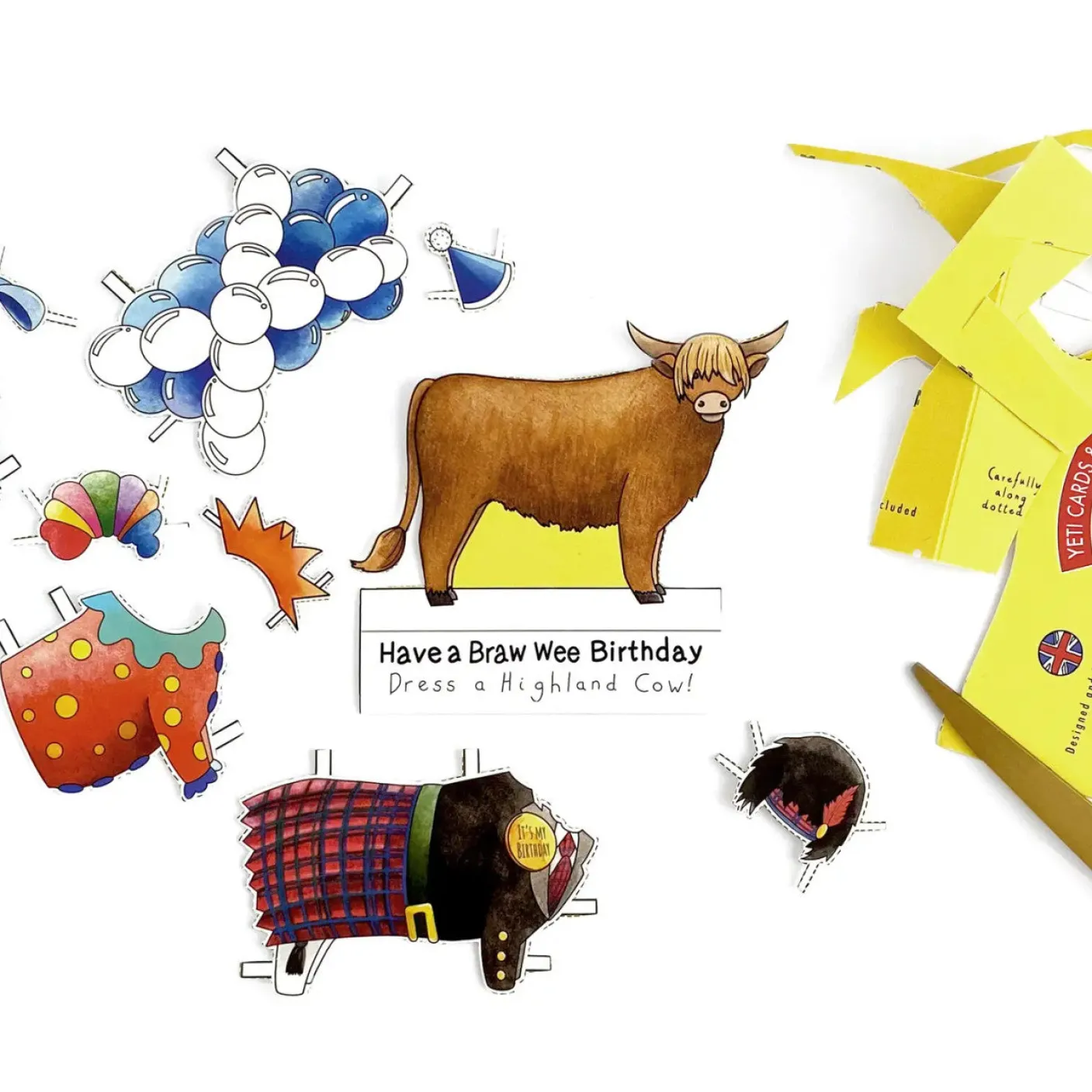 Dress a Highland Cow Birthday Card