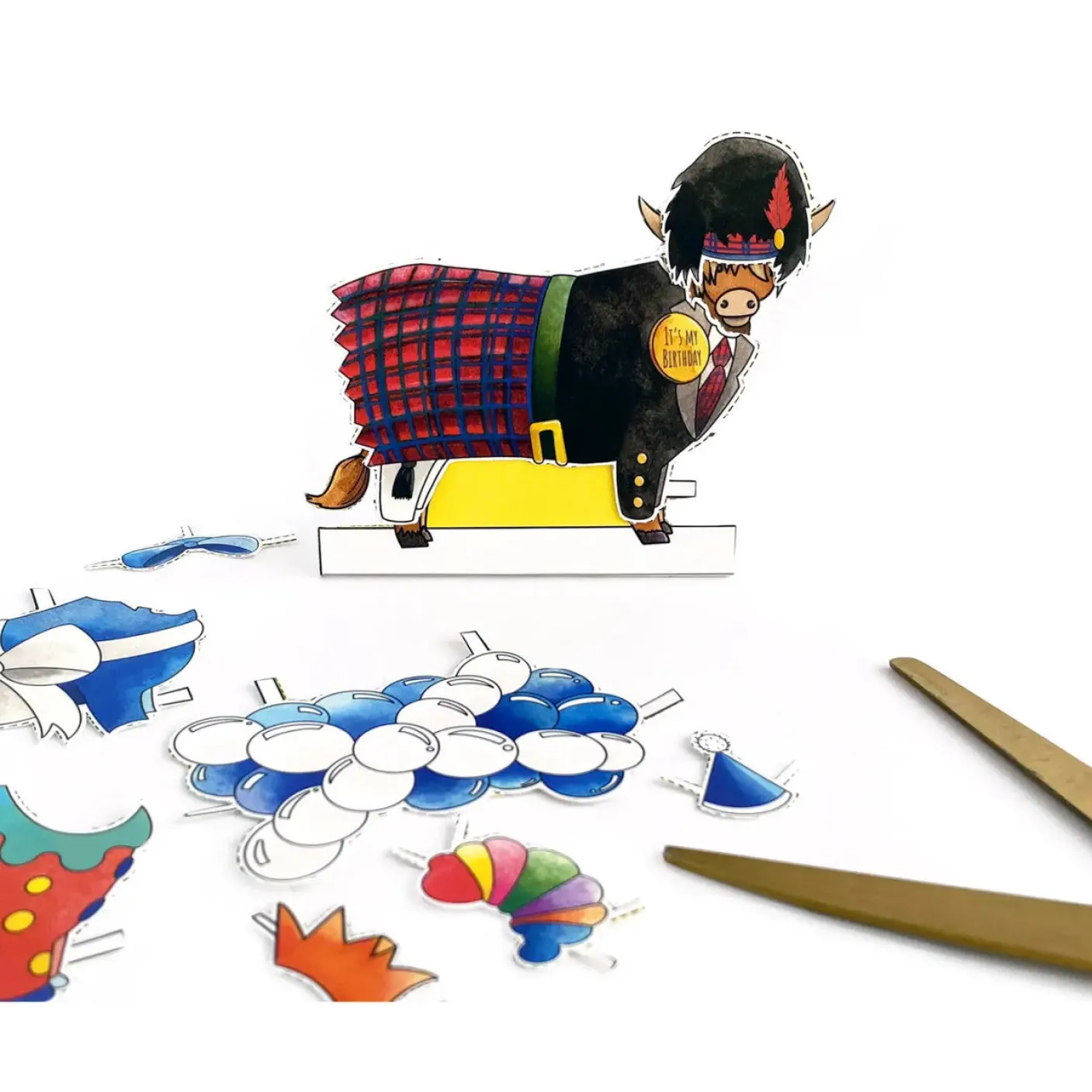 Dress a Highland Cow Birthday Card