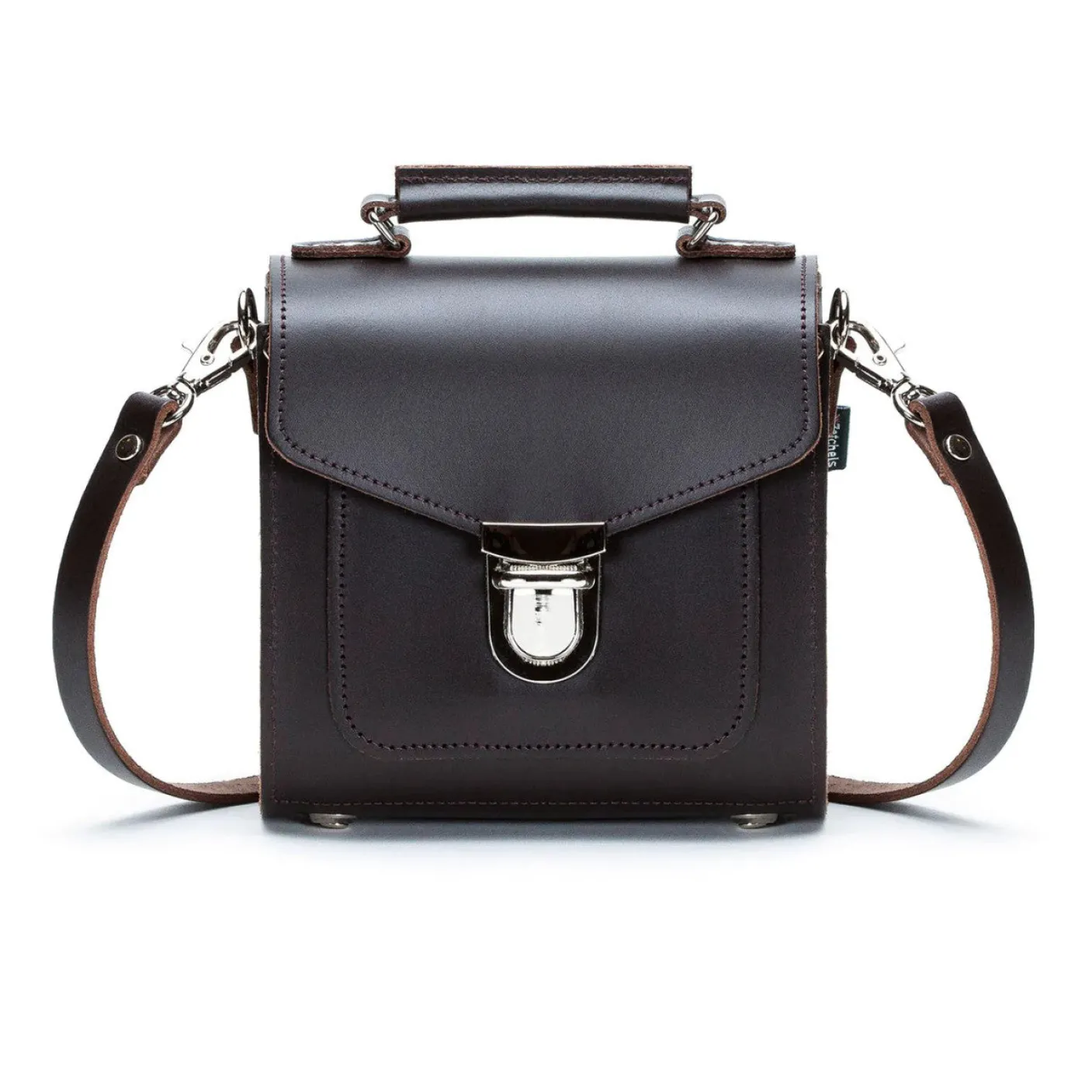 Zatchels Handmade Leather Sugarcube Dark Brown Small Handbag