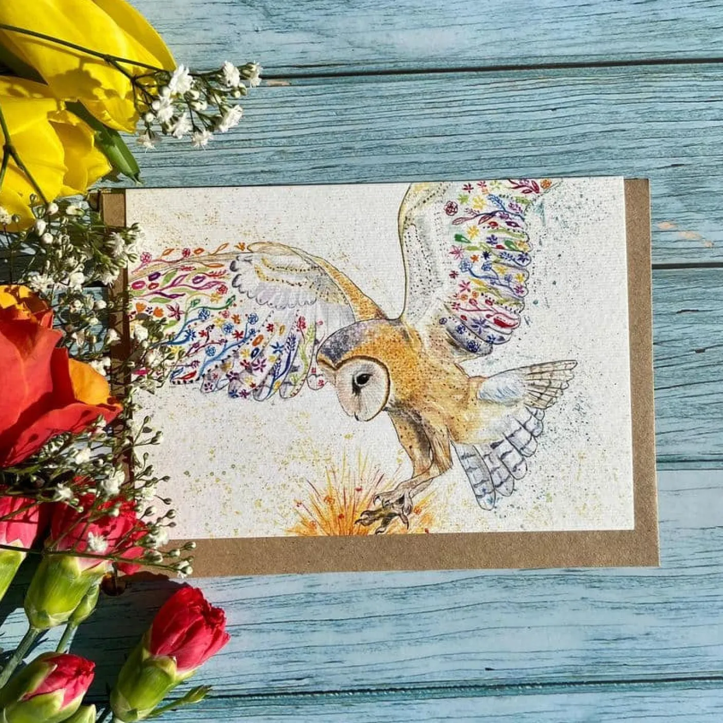 Bunty the Barn Owl Blank Greetings Eco Card