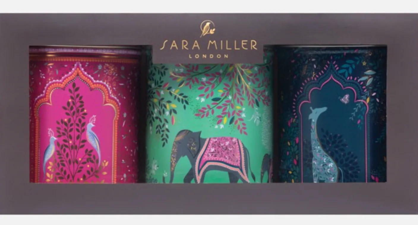 Sara Miller Elephant Oasis Set of 3 Round Caddies