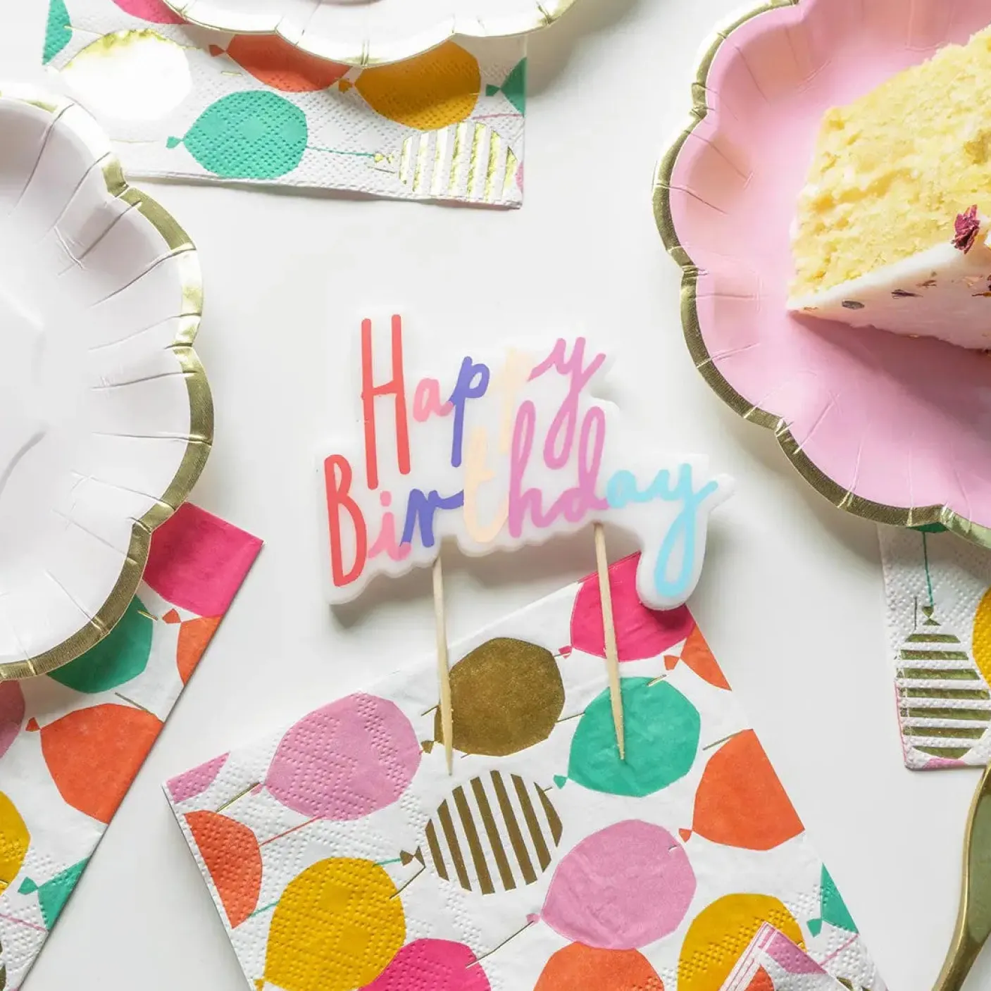 Pastel Happy Birthday Candle Cake Topper