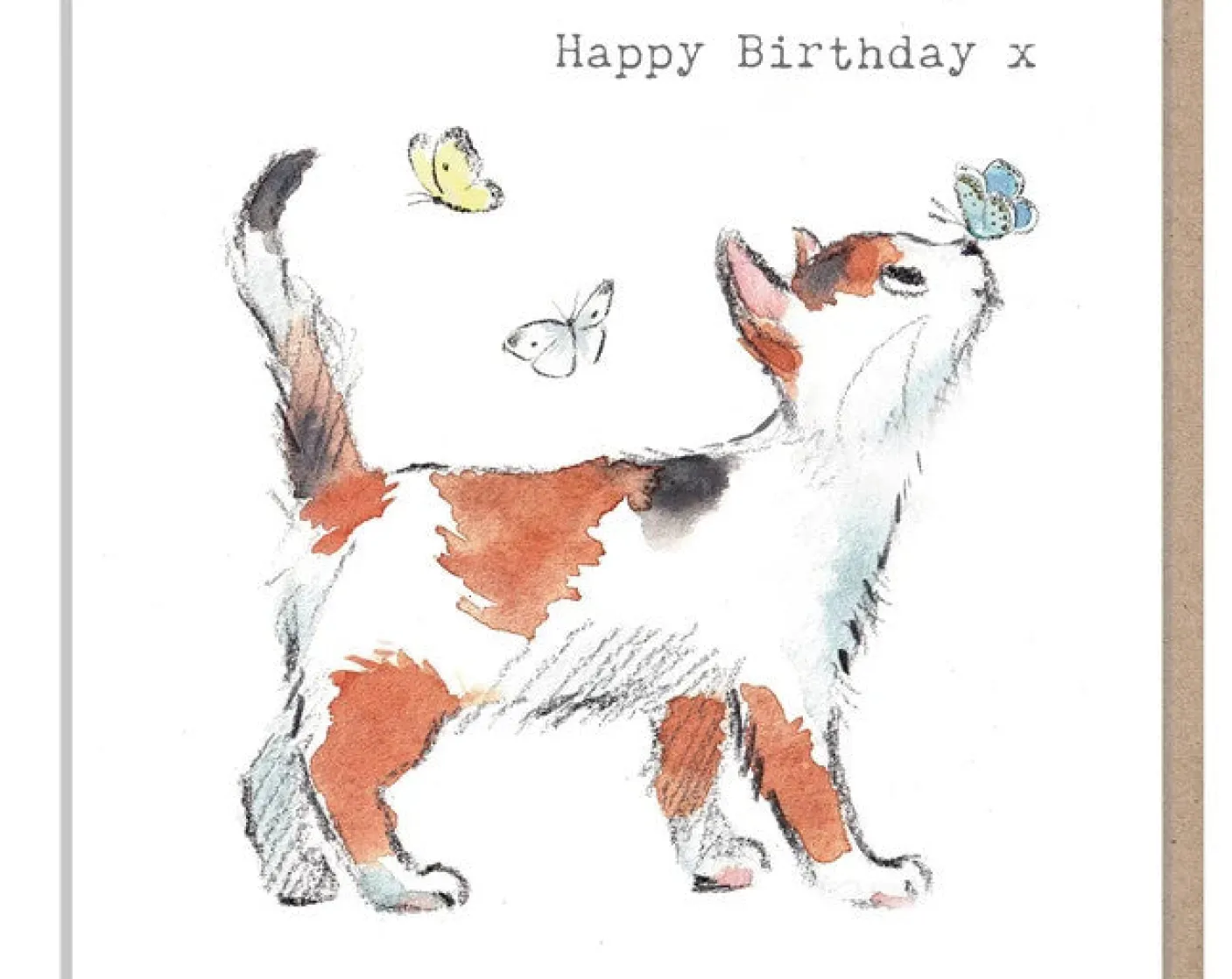 Cat with Butterflies "Happy Birthday" Greetings Card