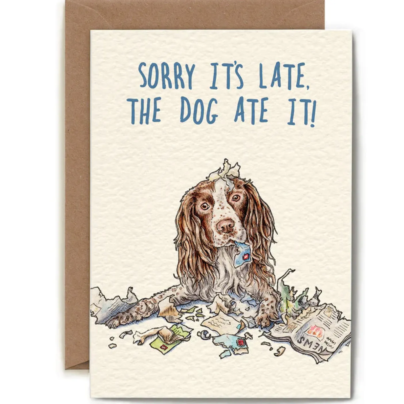 Late Spaniel Greetings Card