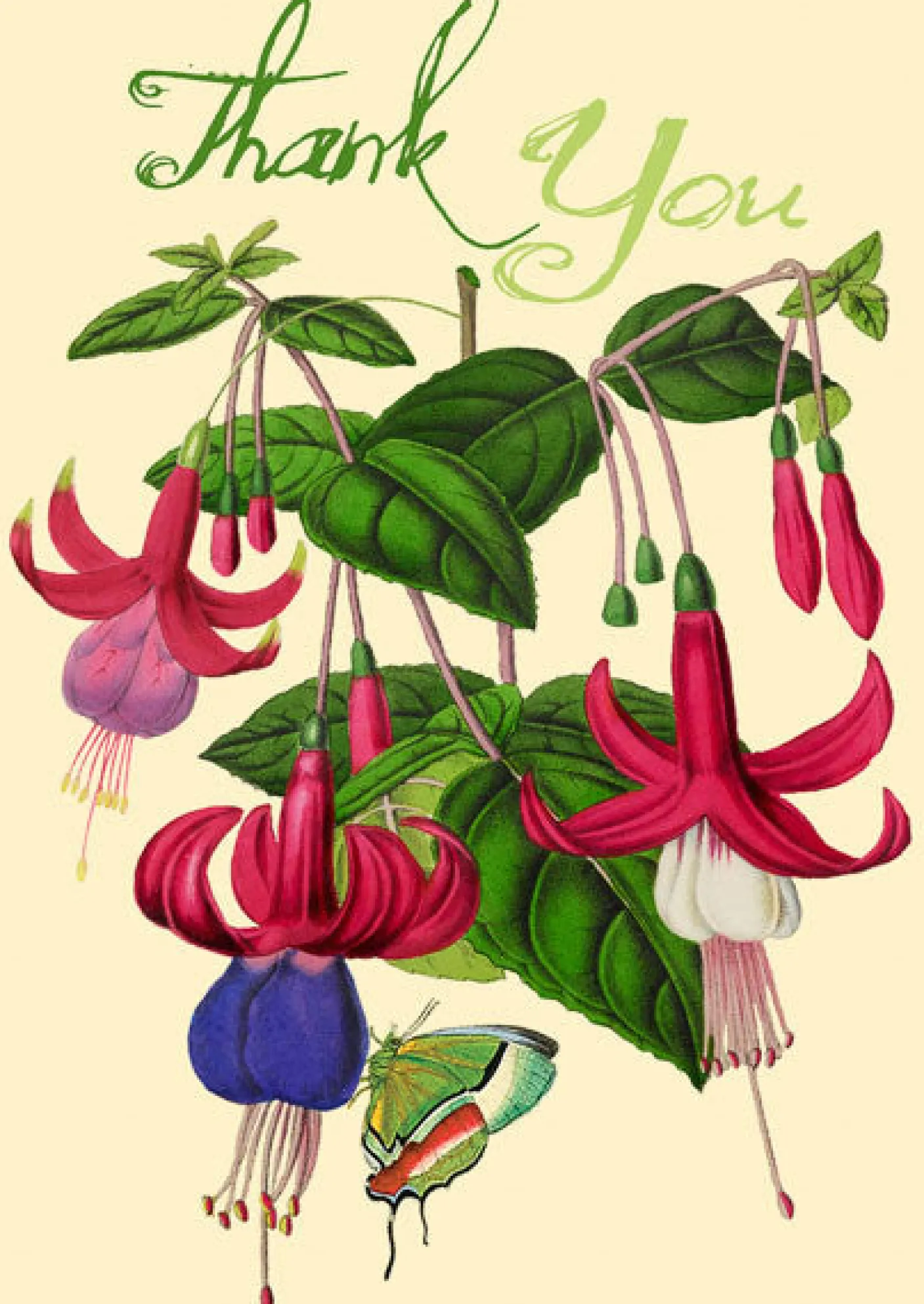 Fuchsia Glitter Thank You Card