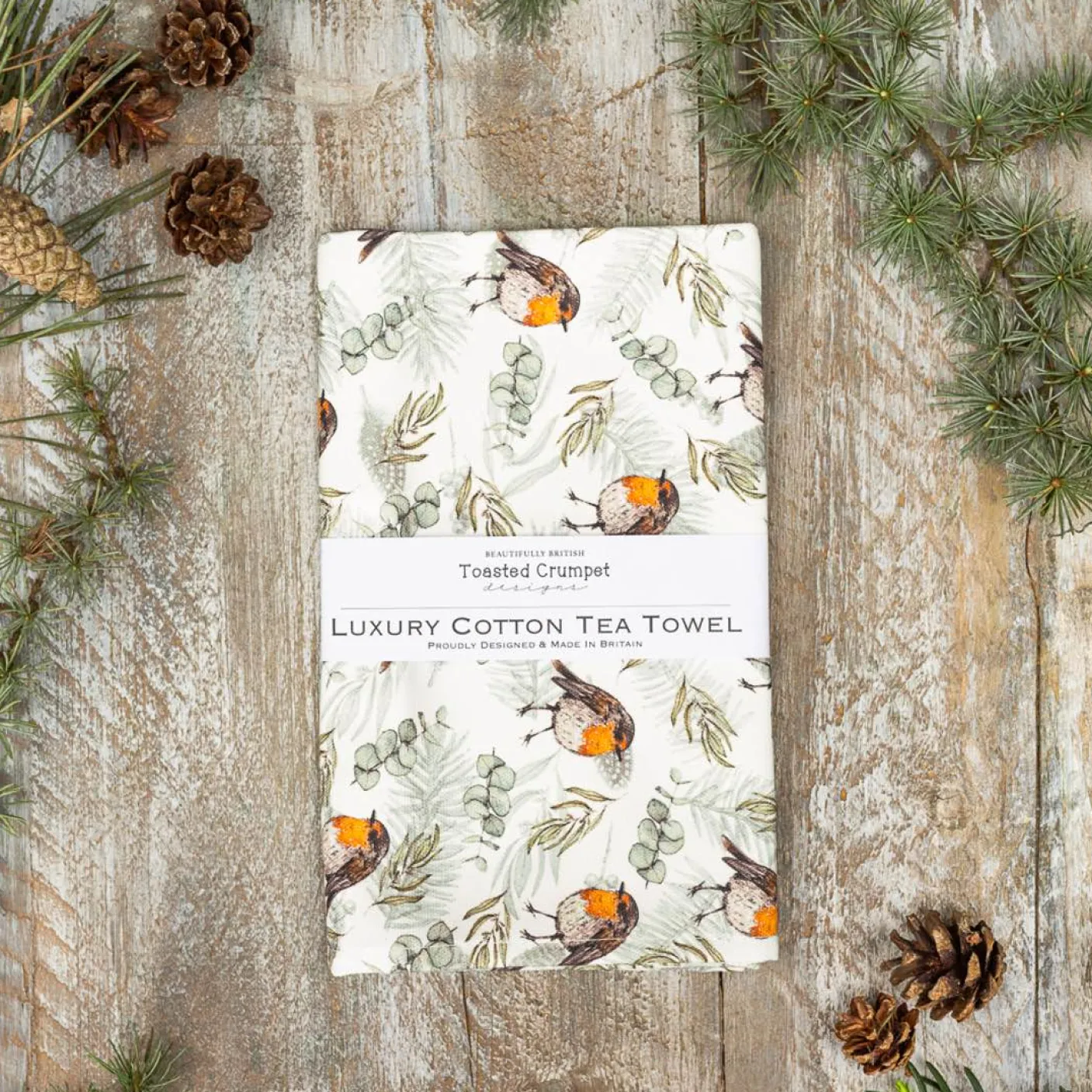 Robin & Eucalyptus Pure Tea Towel