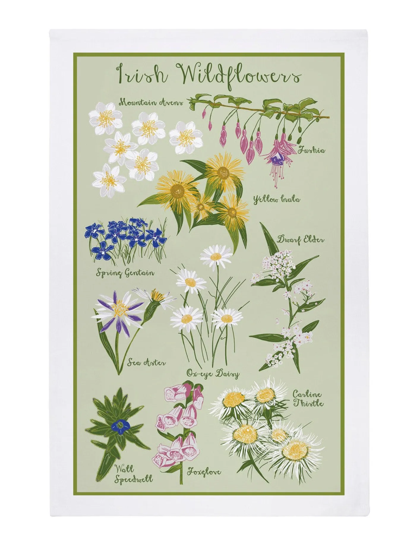 Irish Wildflowers Tea Towel