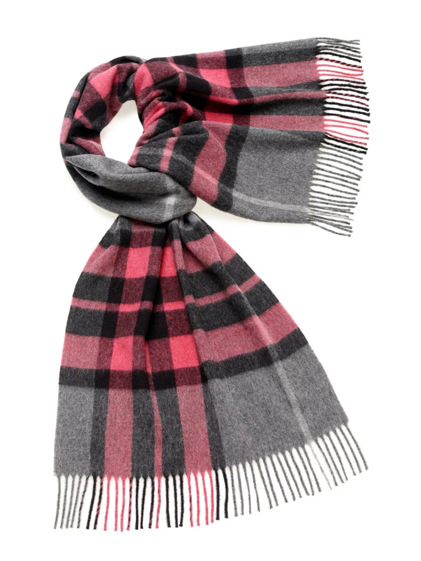 Luxury Westminster Gray/Pink Merino Lambswool Scarf