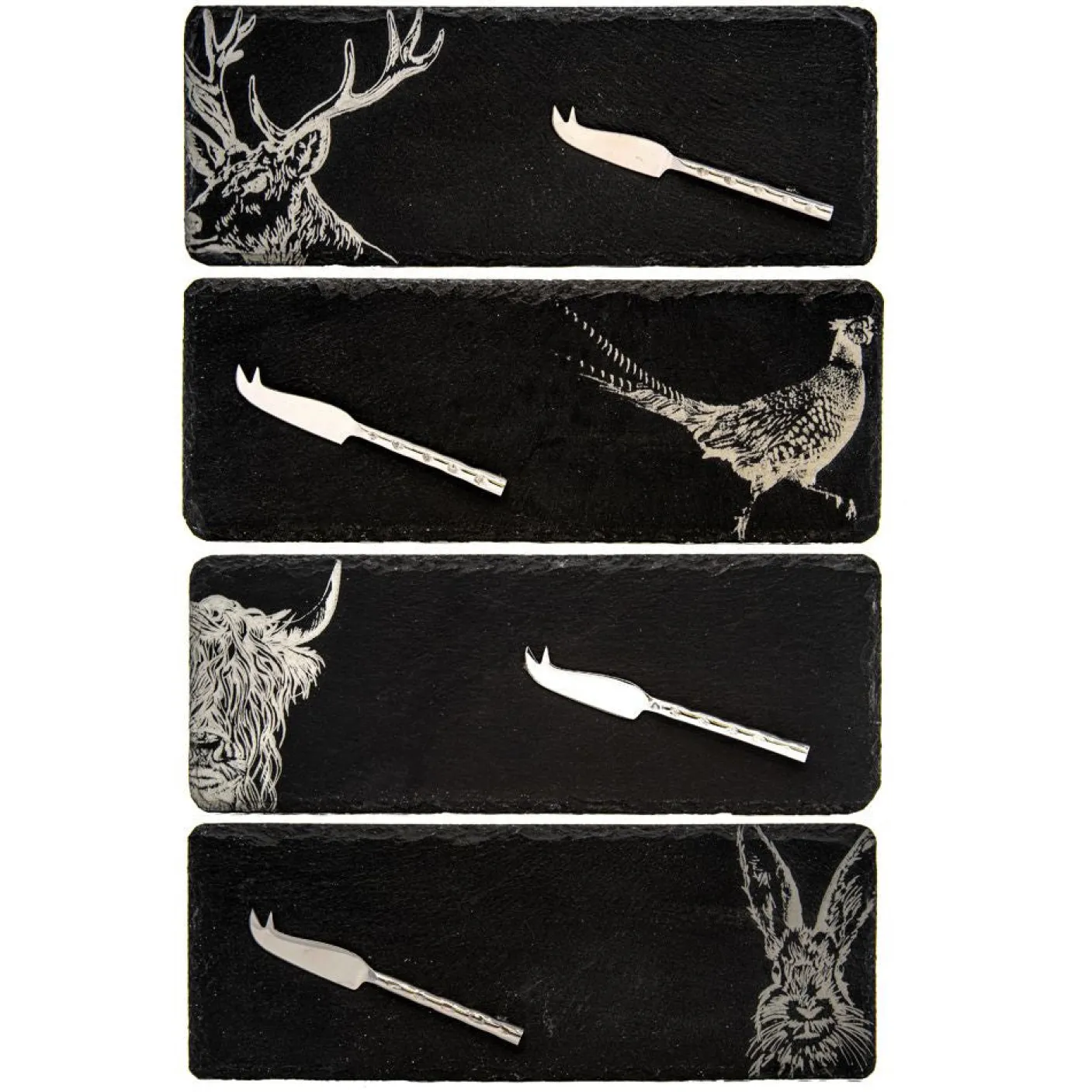 Country Animals Mini Cheese Board and Knife Set of 4