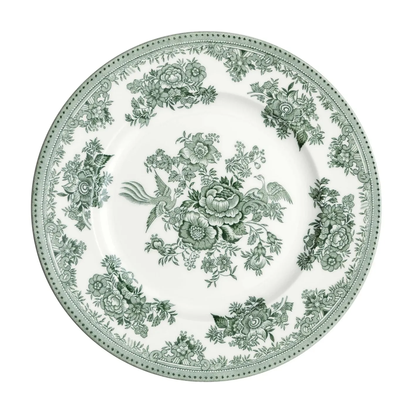 Dark Green Asiatic Pheasant Medium Plate 8 3/4 in