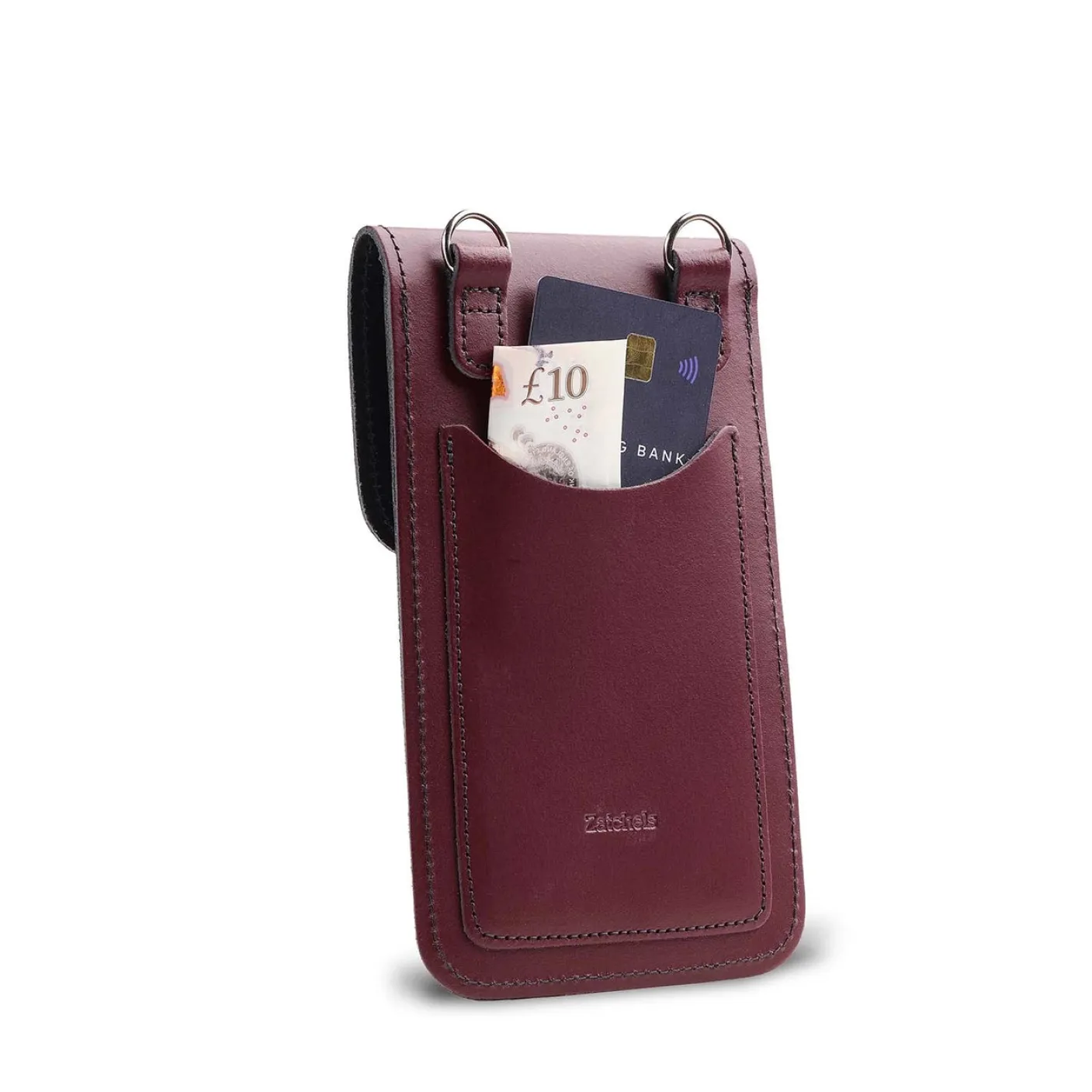 Zatchels Handmade Leather Phone Pouch - Marsala Red
