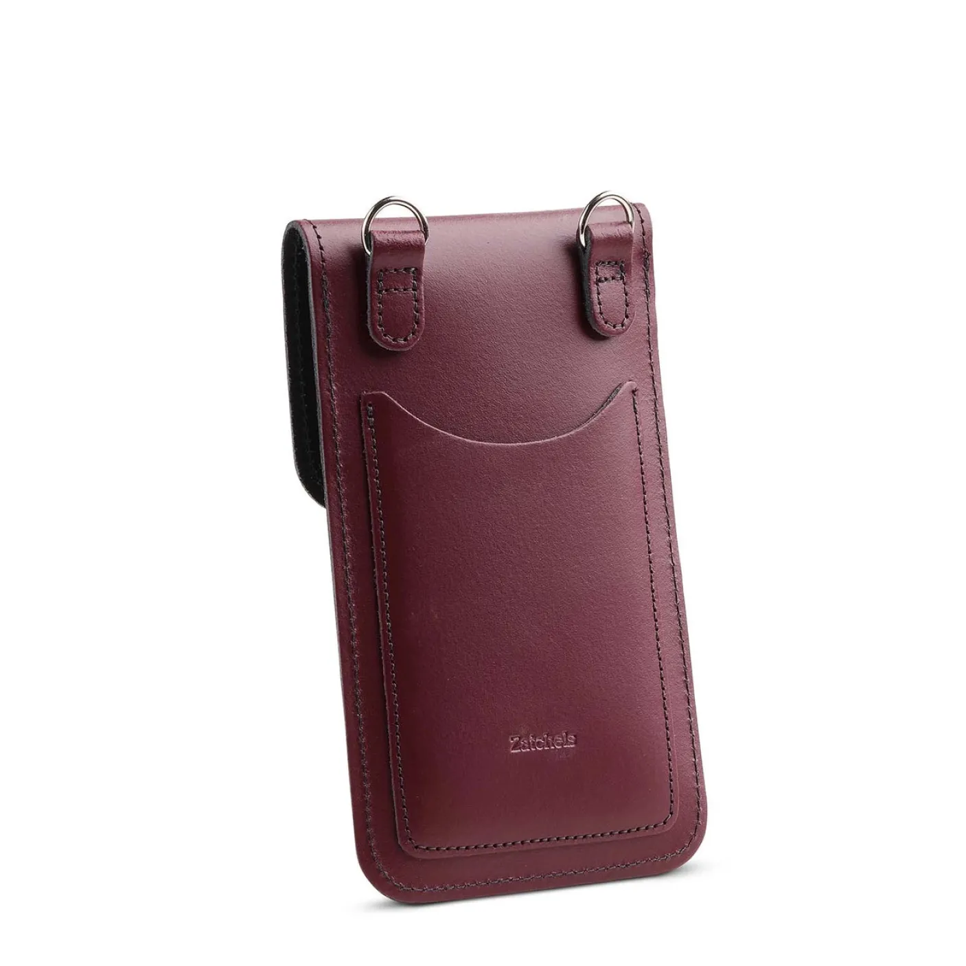 Zatchels Handmade Leather Phone Pouch - Marsala Red