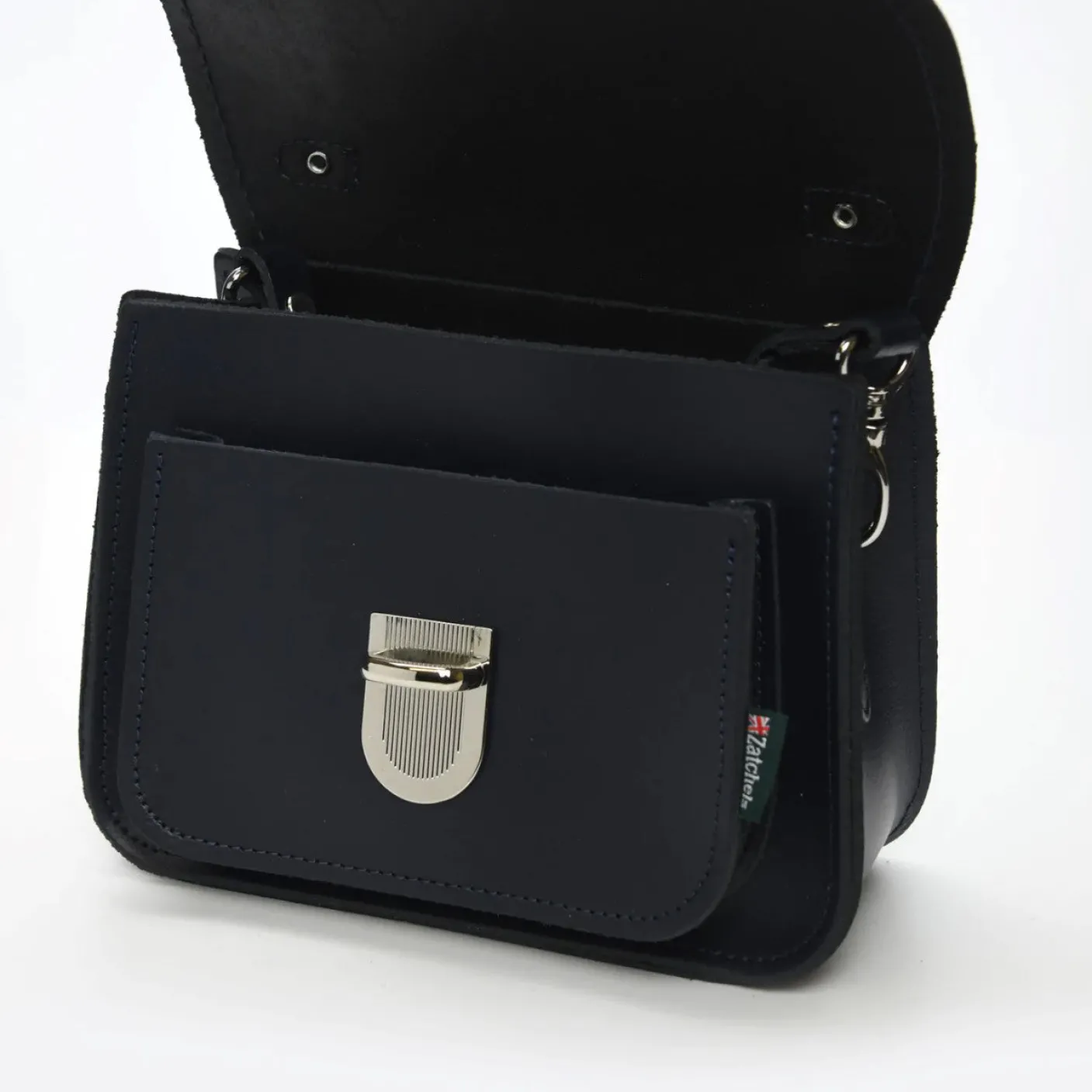 Zatchels Handmade Leather Luna Navy Small Handbag