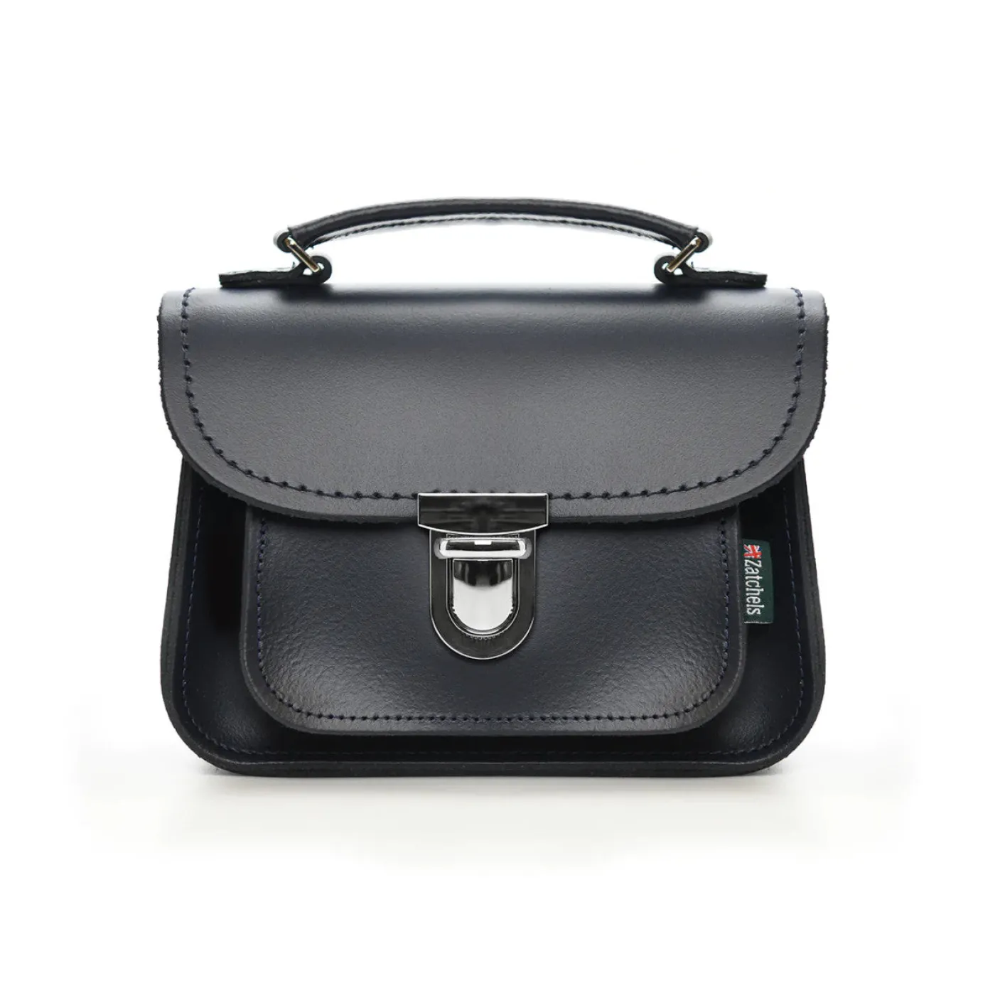 Zatchels Handmade Leather Luna Navy Small Handbag