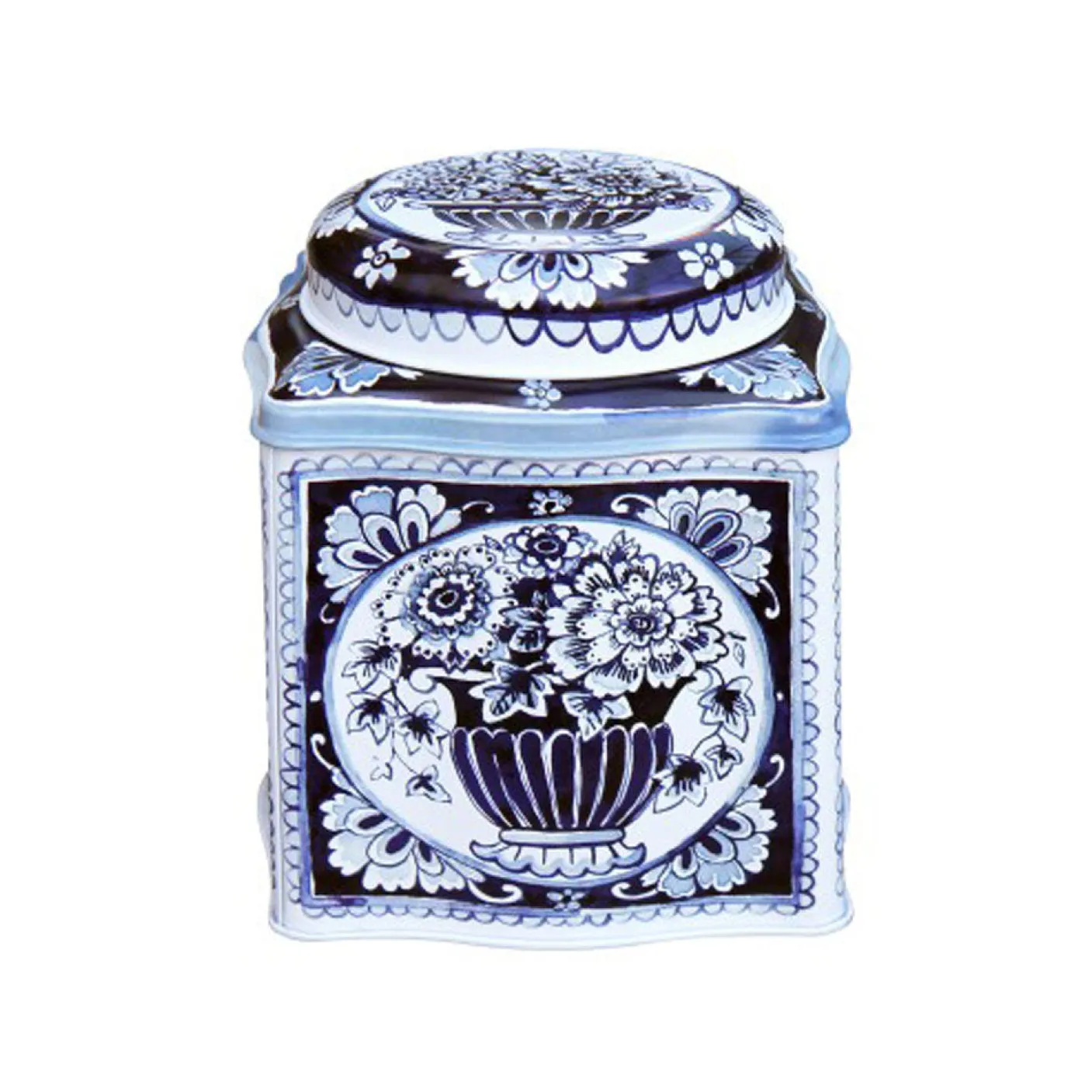 Blue & White Dome Lid Wavy Caddy