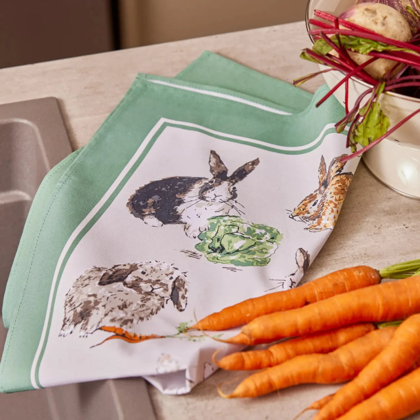 Rabbit Patch Tea Towel