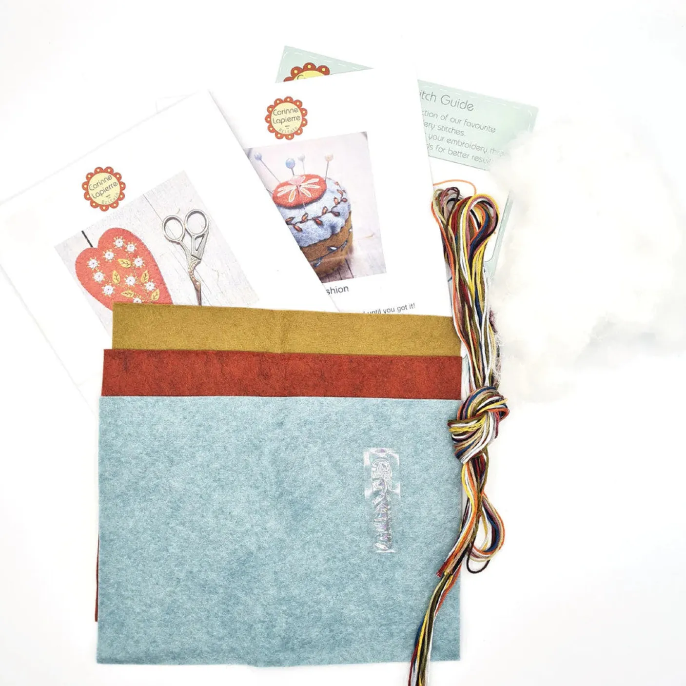 Embroidered Scissors Pouch and Mini Pin Cushion Felt Craft Kit