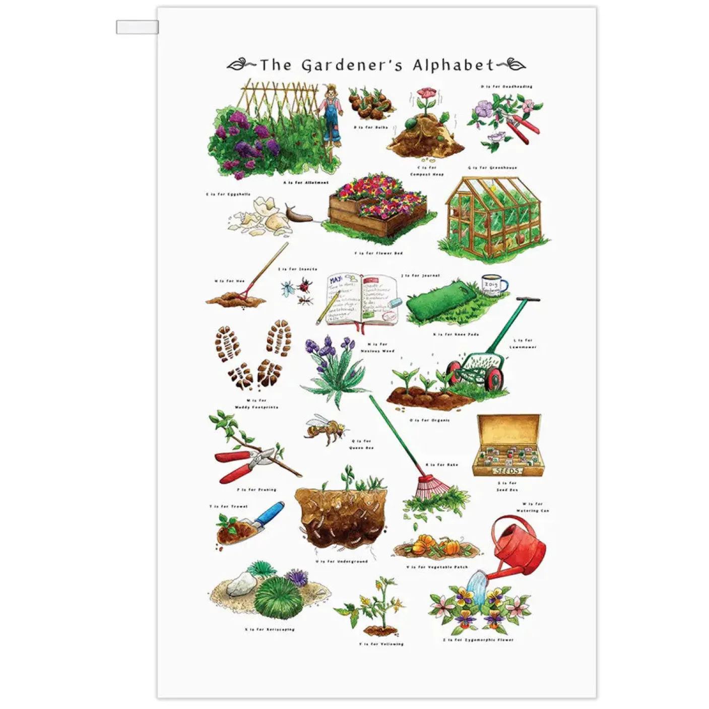 The Gardener's Alphabet Tea Towel