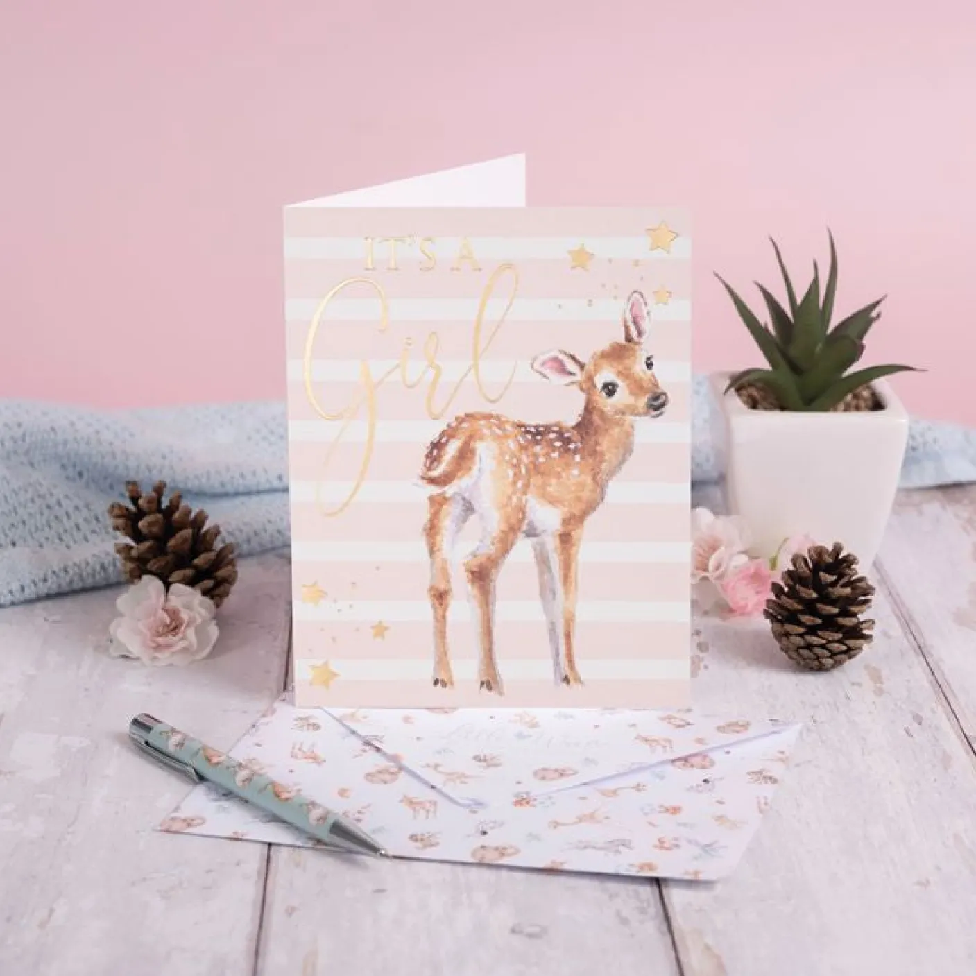 Loved Deerly - It's a Girl Greetings Card