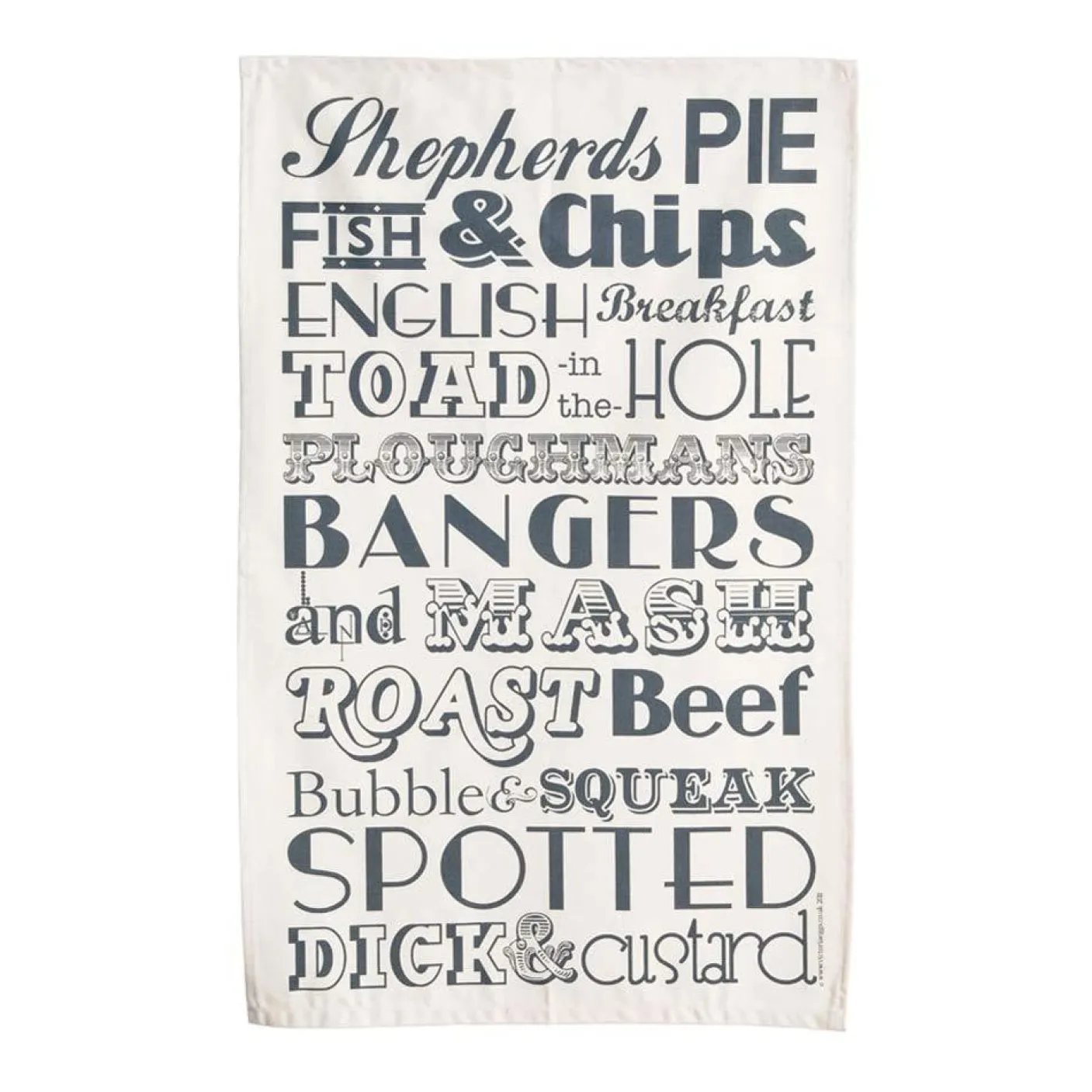 English Dinner Tea Towel - Charcoal