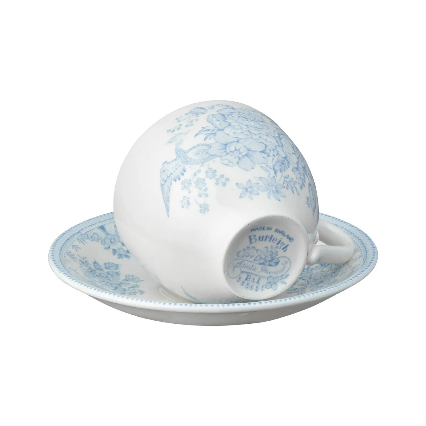 Blue Asiatic Pheasant Teacup and Saucer