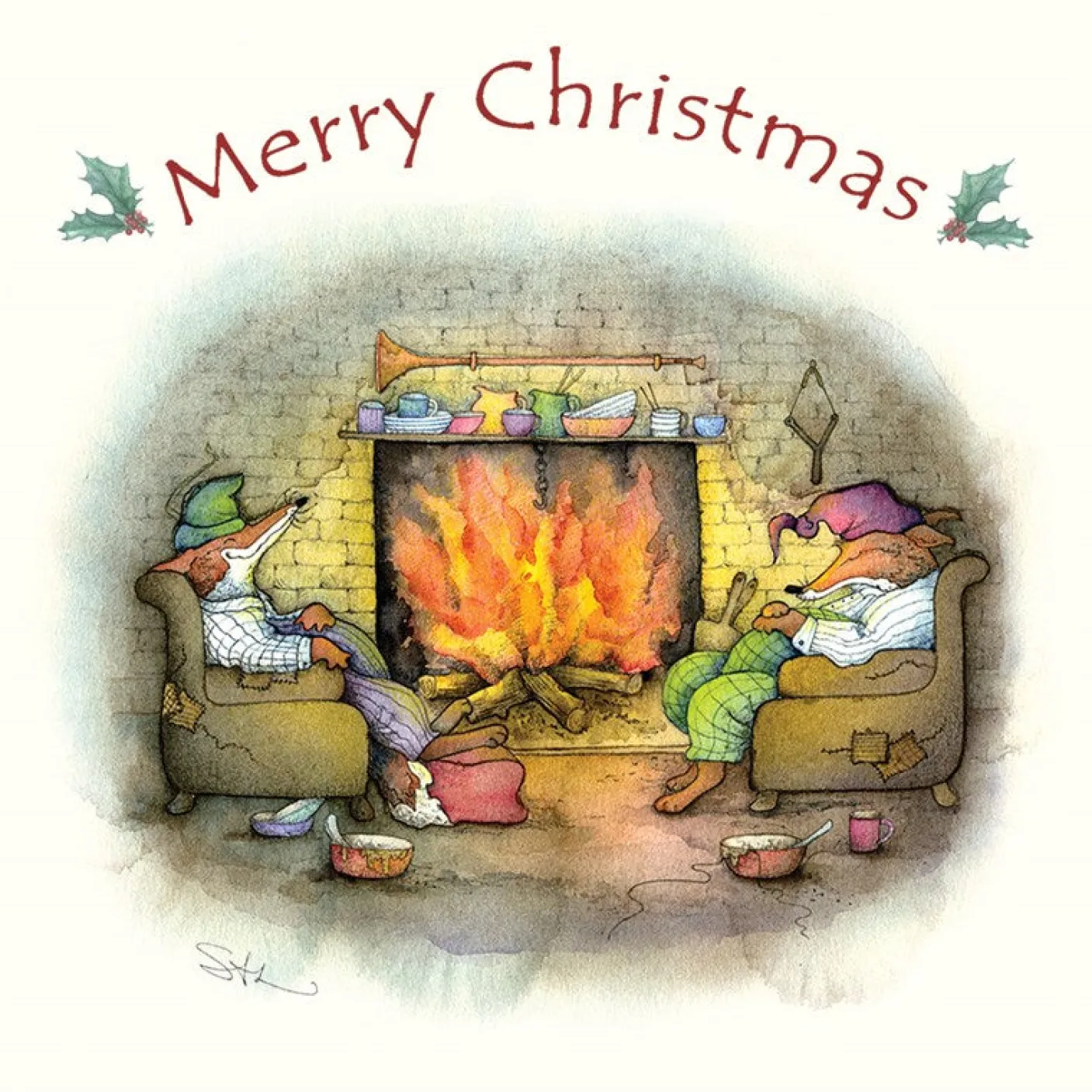 The Fireside at Christmas Greeting Card