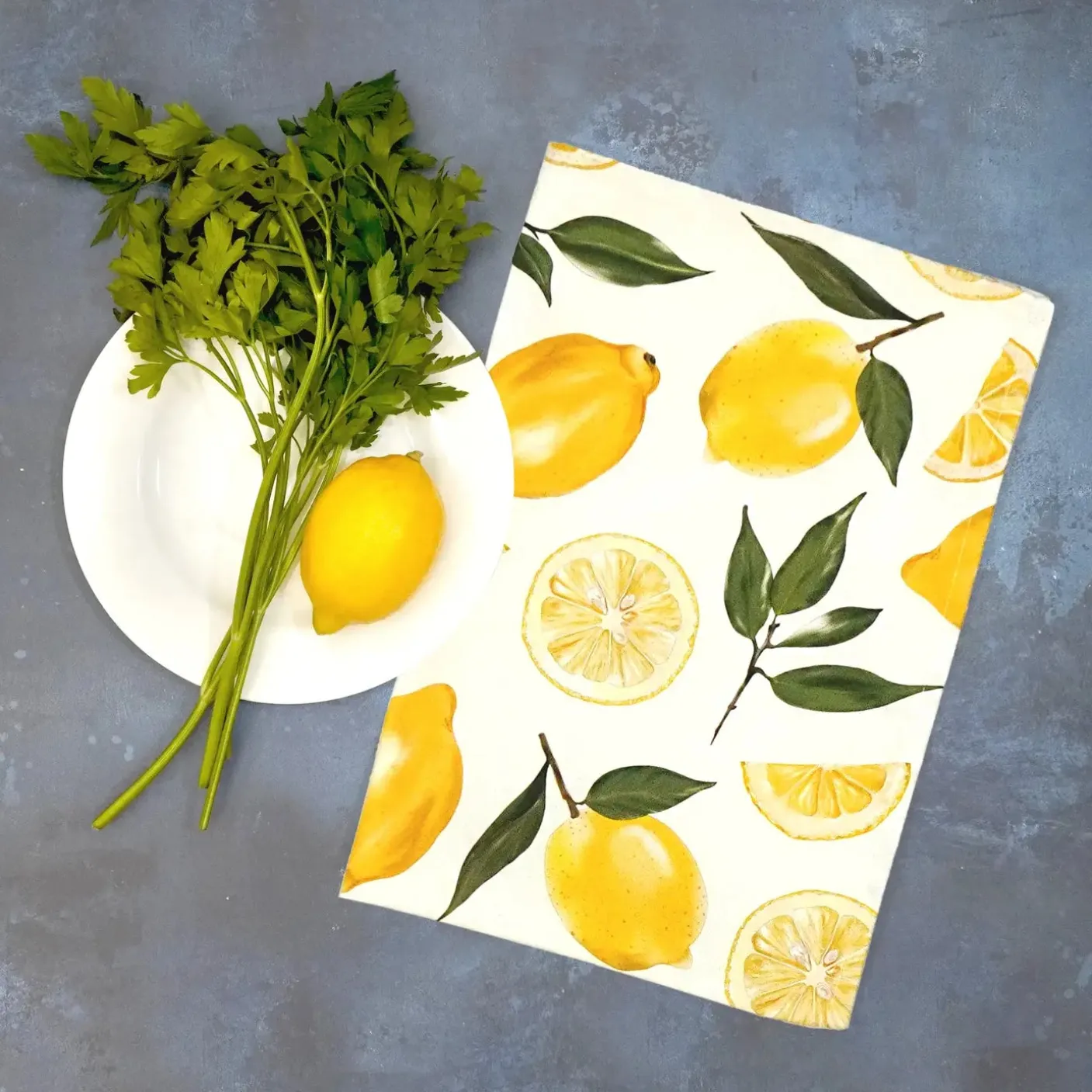 Lemon Tea Towel by Corinne Alexander
