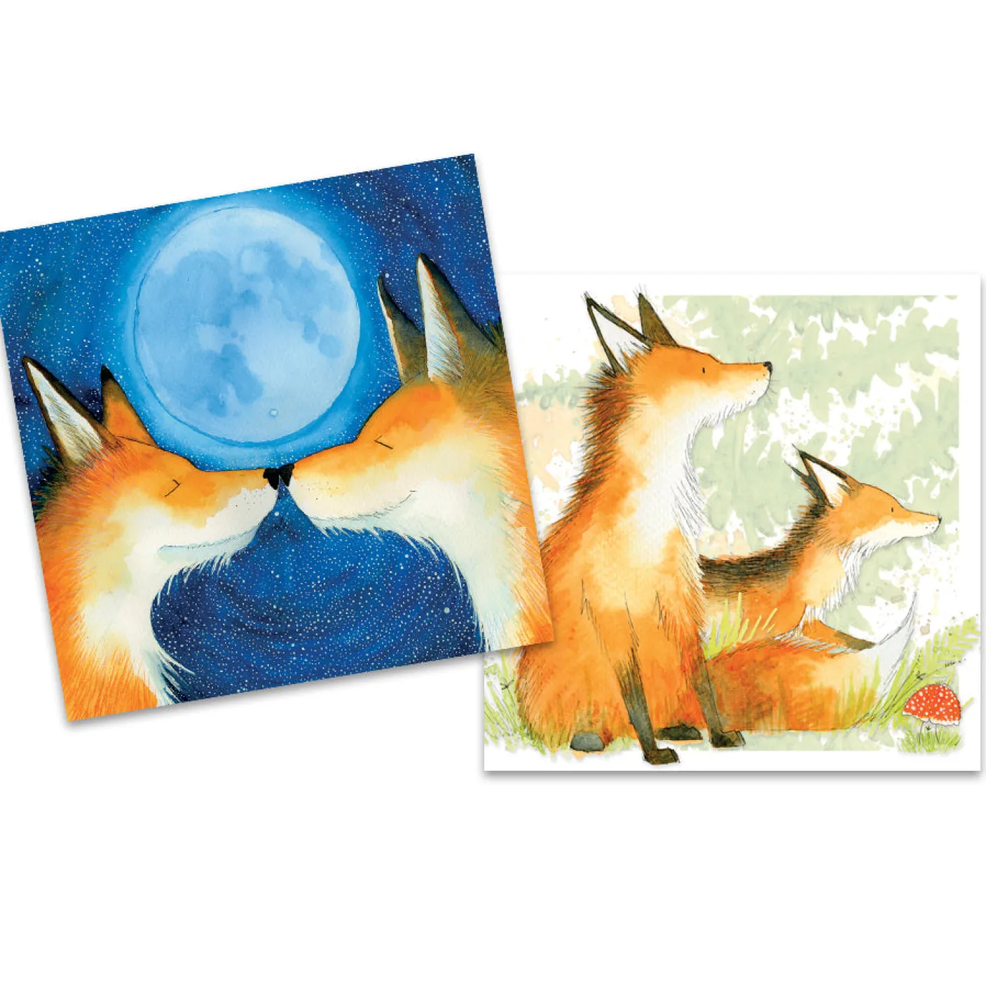 Foxes Pack of 10 Mini Notecards