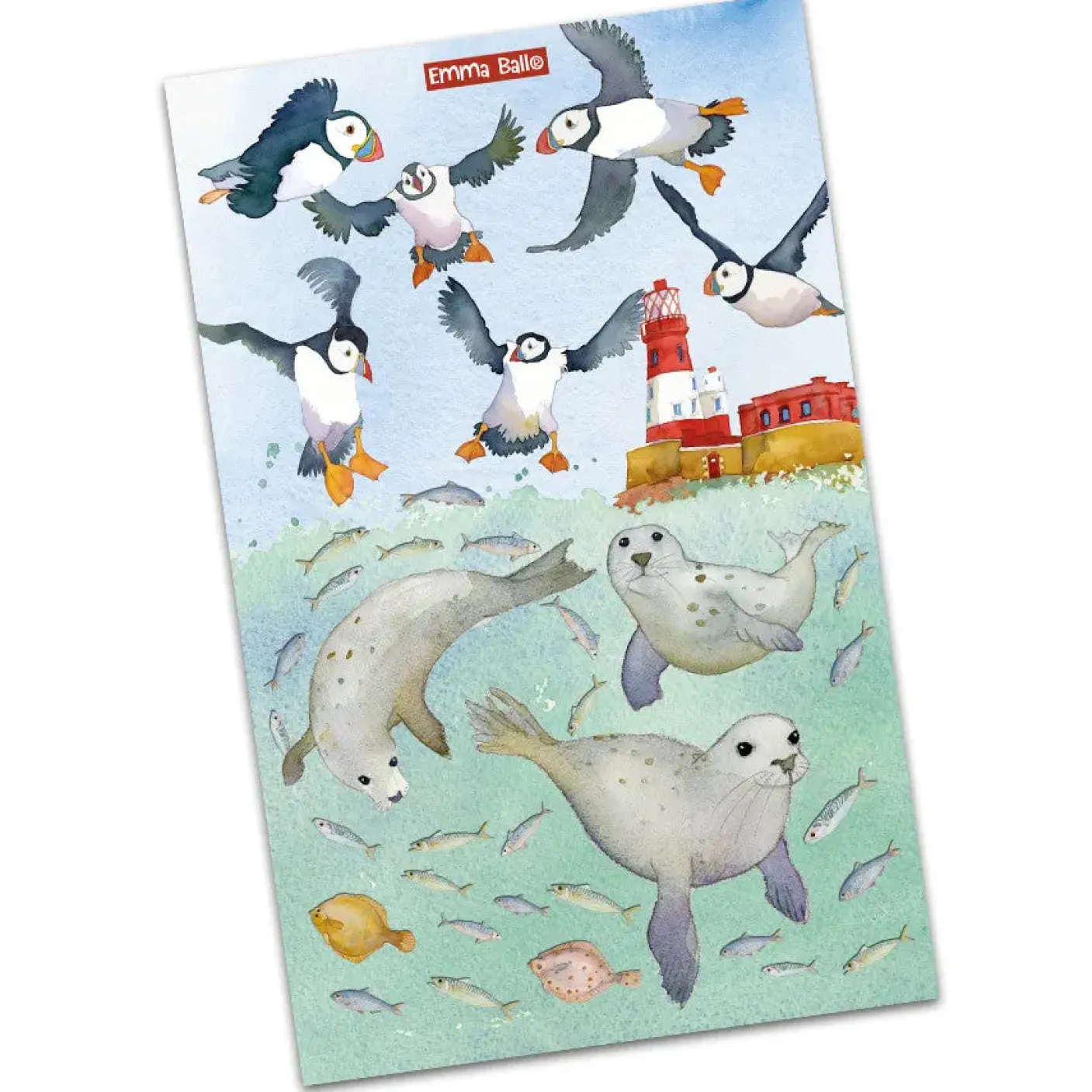 Swimming Seals Tea Towel