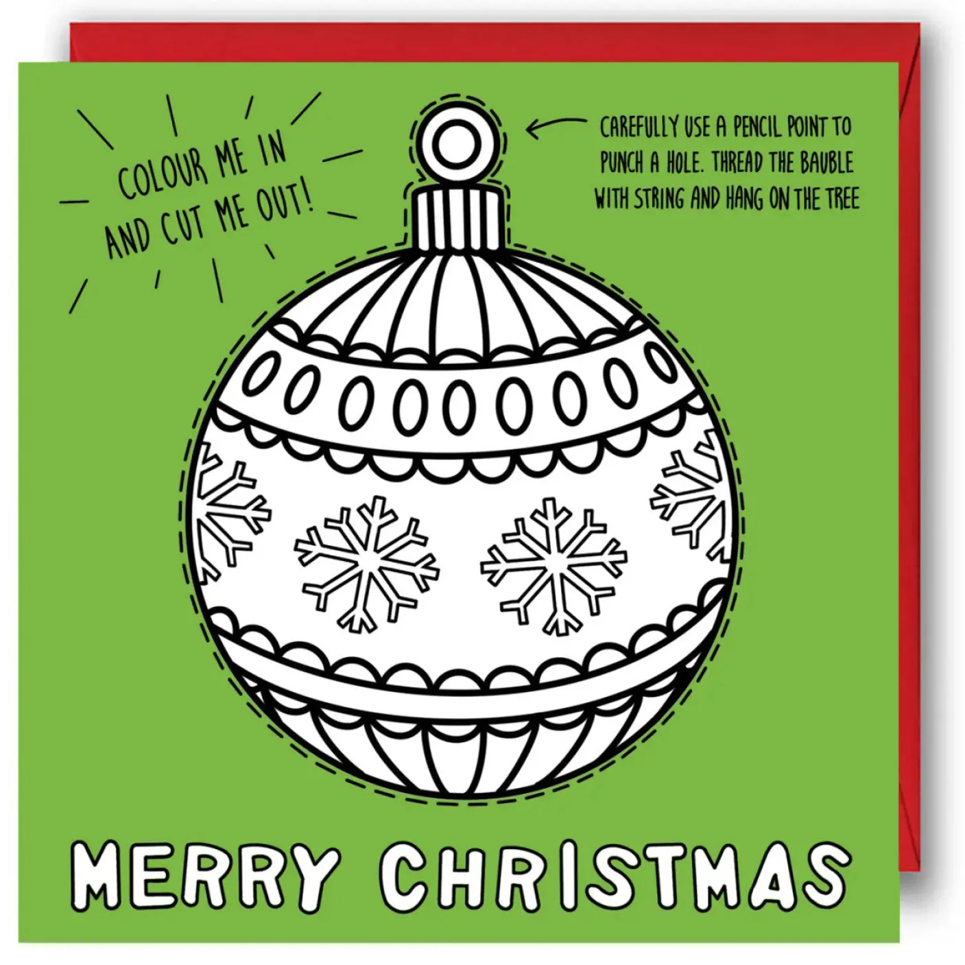 Color In & Cut Out Christmas Card - Bauble