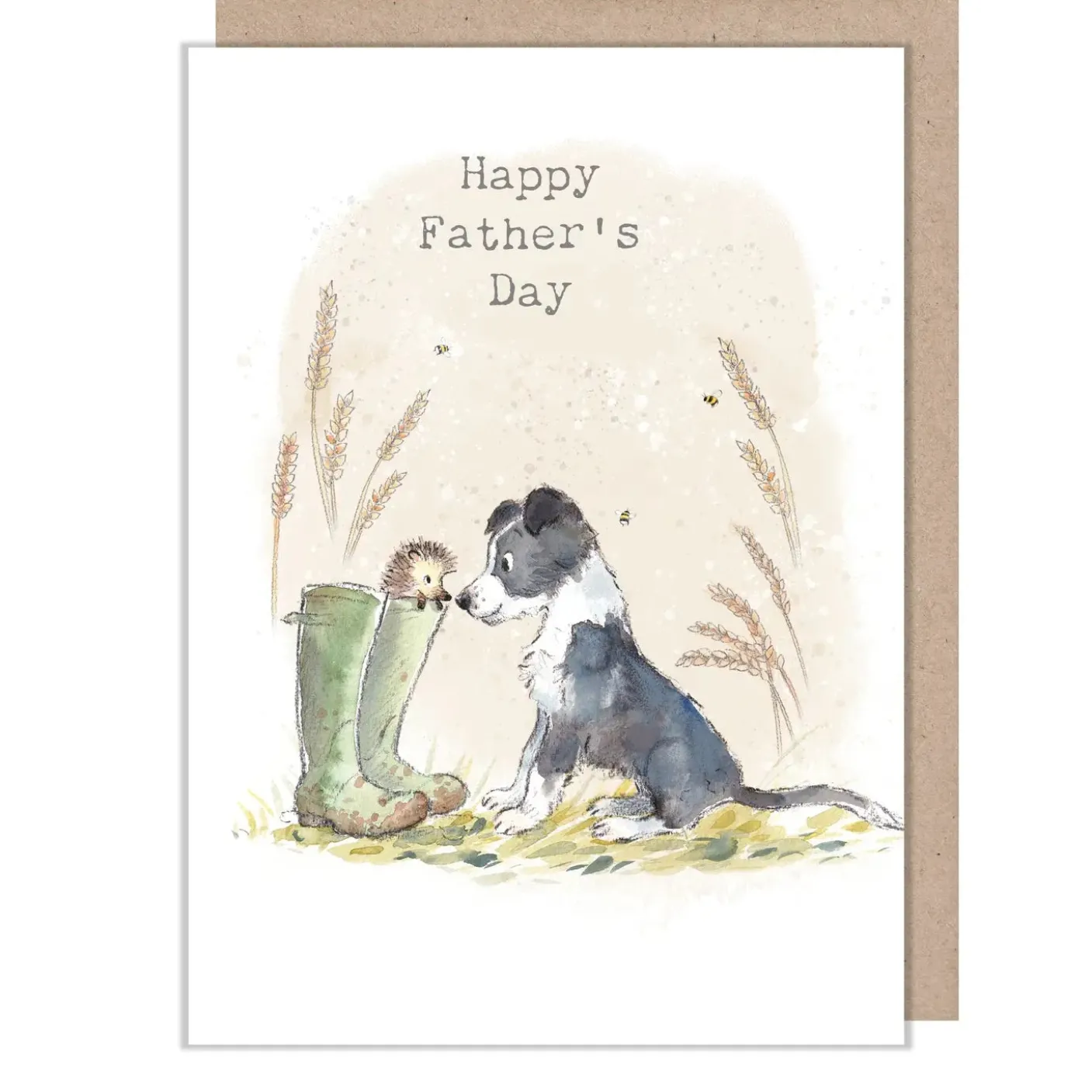 Collie Dog & Hedgehog Father's Day Greetings Card