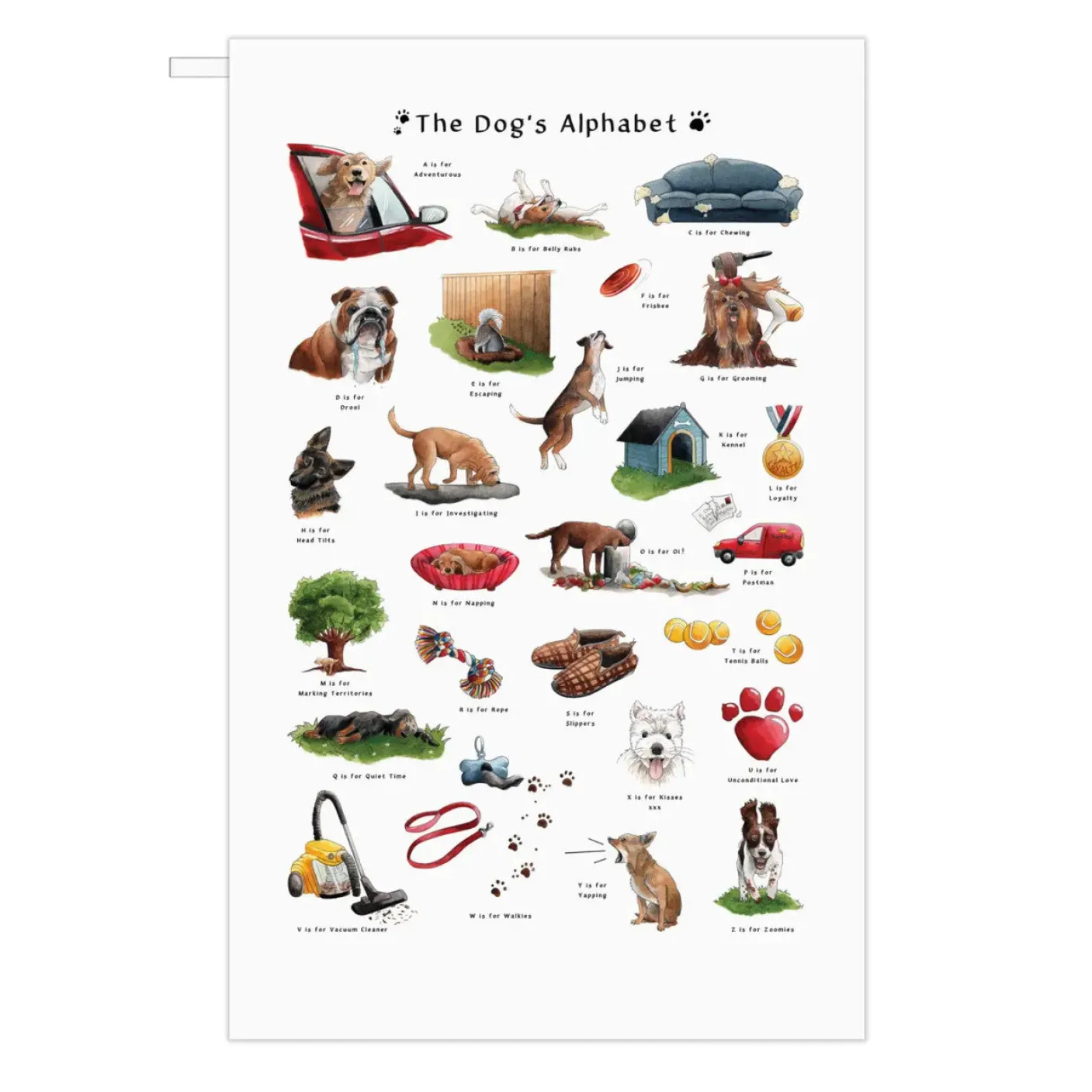 The Dog's Alphabet Tea Towel